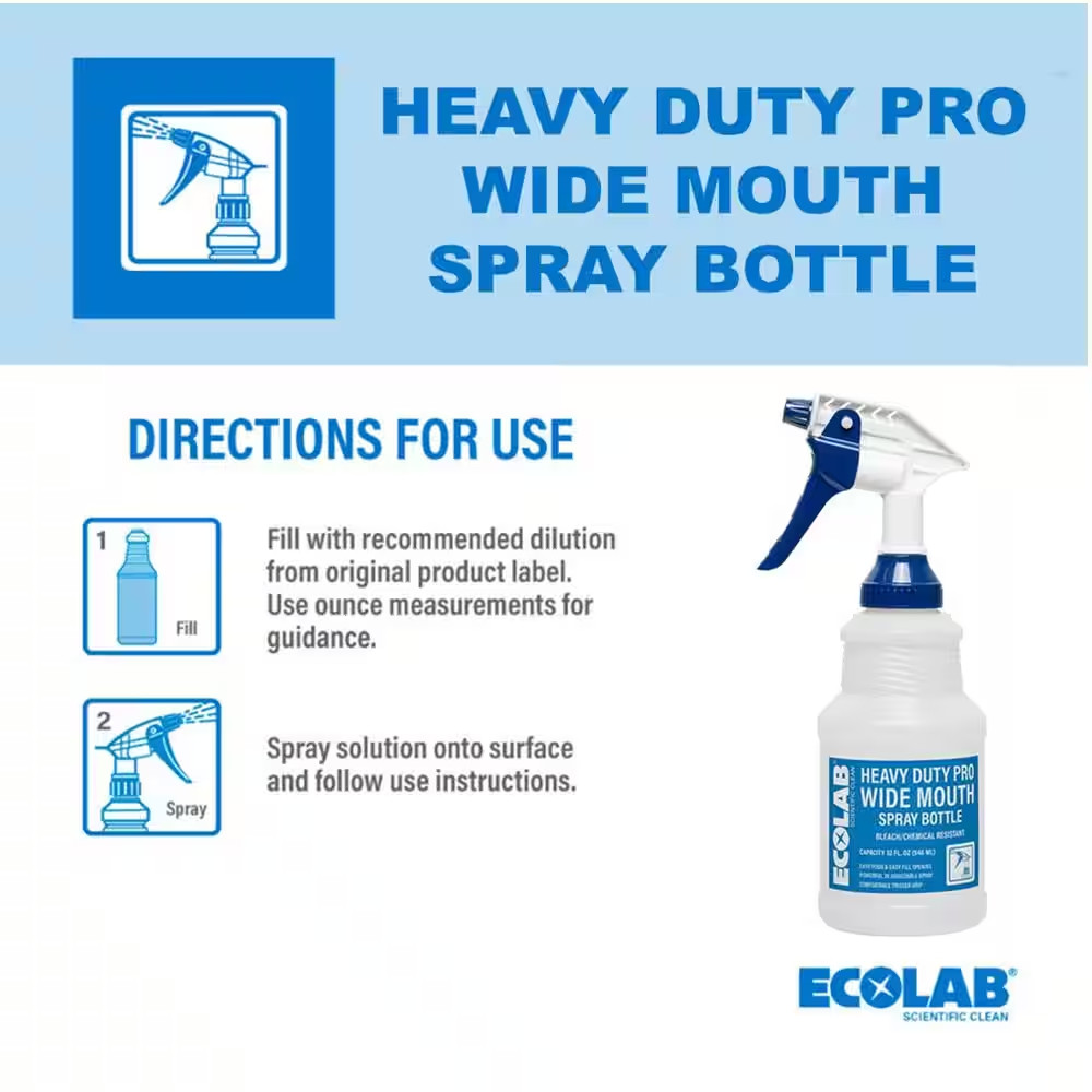 32 oz. Heavy-Duty Pro Wide Mouth Bleach Resistant Spray Bottle (3-Pack)