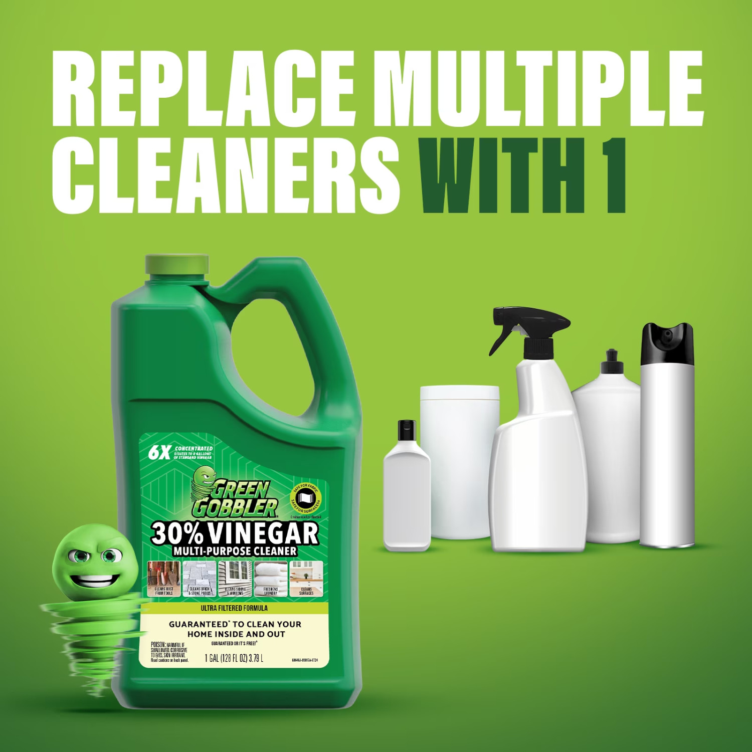 Green Gobbler 30% Concentrated Vinegar Multi-Purpose Cleaner 1Gal Home & Outdoor
