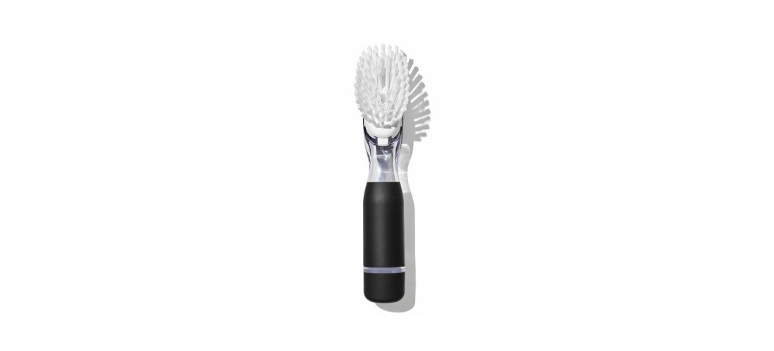 Soap Dispenser Dish Brush Good Grips 1.25″ W Plastic/Rubber Handle Black/White