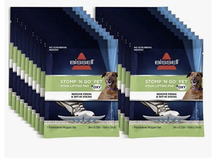Bissel Stomp ‘N Go Pet Lifting Pads + Oxy Stain Carpet Rug Cleaning, 20 Pack