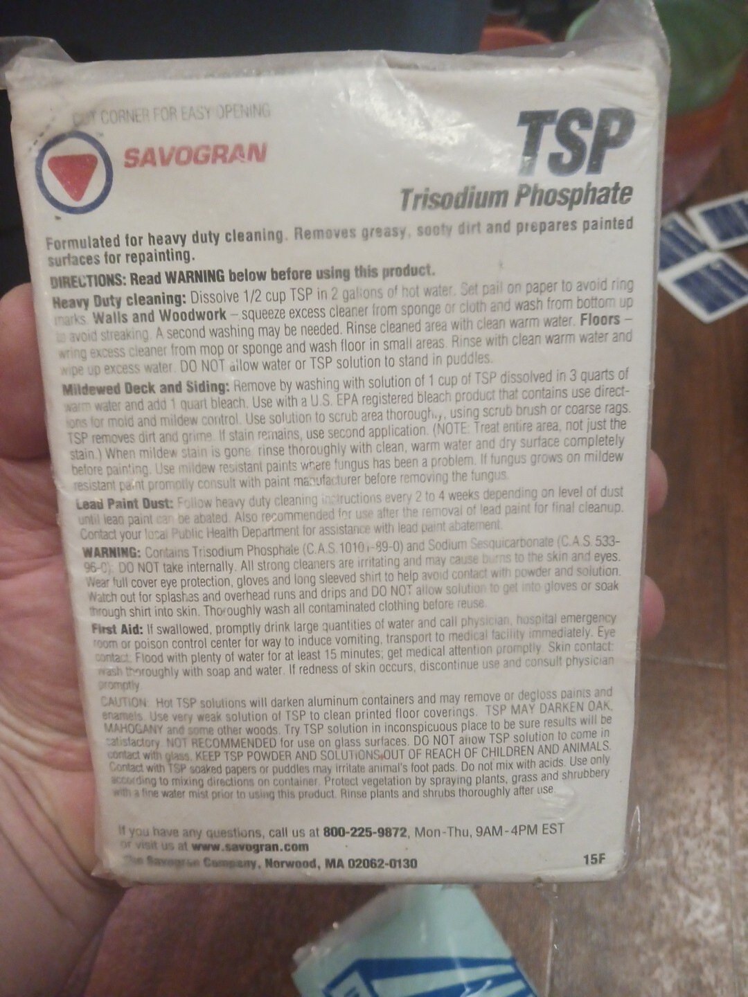 Trisodium PHOSPHATE Cleaning Powder And Gloves 1 pound SAVOGRAN 10621 Box 1 Lbs