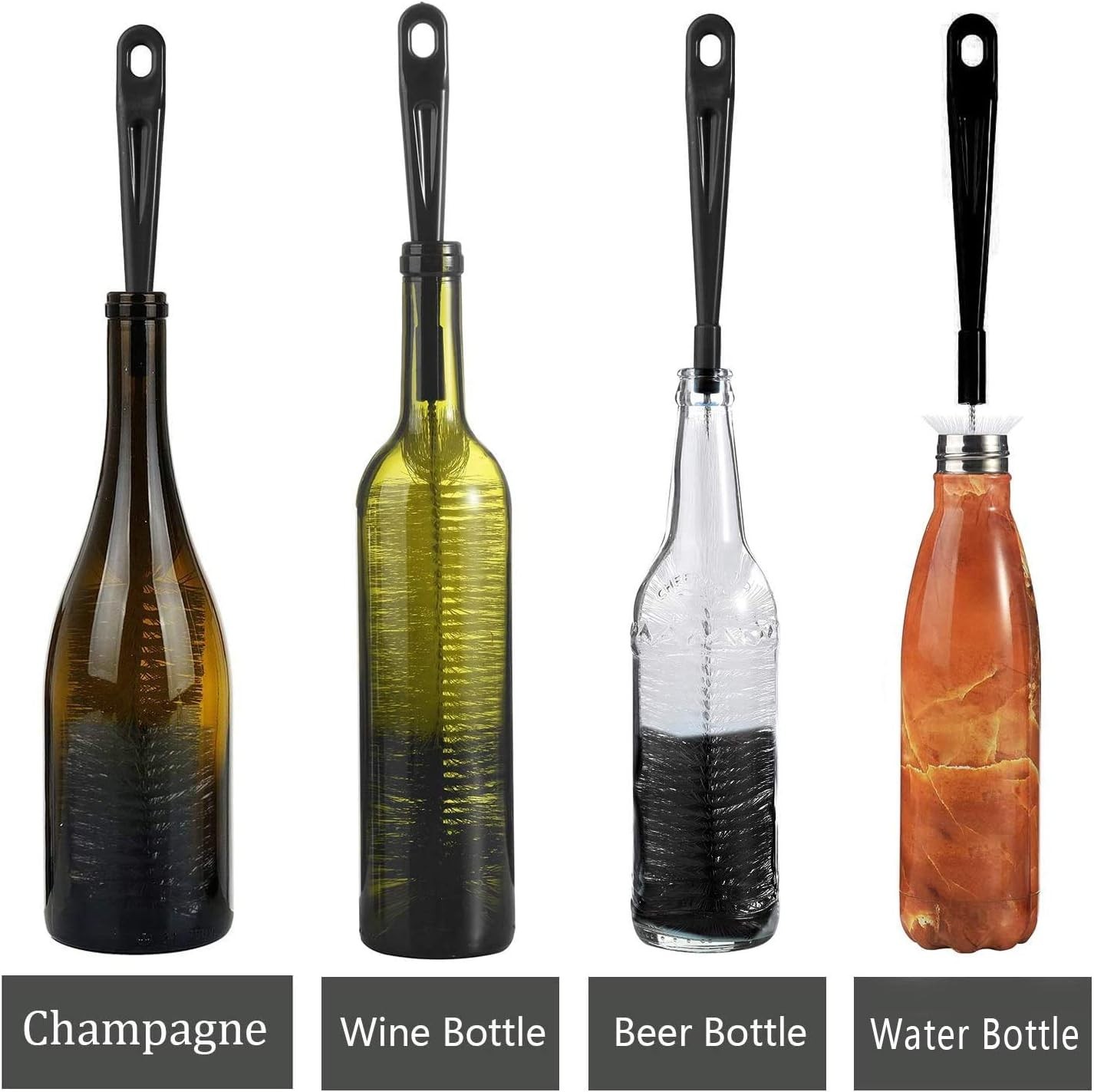 3-Pack Flexible Long Neck Bottle Brush – Ideal for Kombucha & Sports Bottles