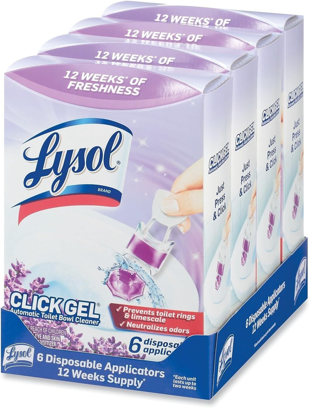 Lysol Click Gel Toilet Bowl Cleaner Lavender 6 Ct Automatic Fresh