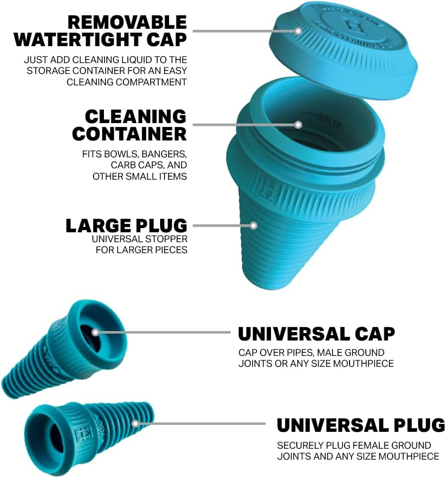 Hemper Cleaning Plugs + Caps PRO – Silicone Stoppers & Cleaning Container for Gl