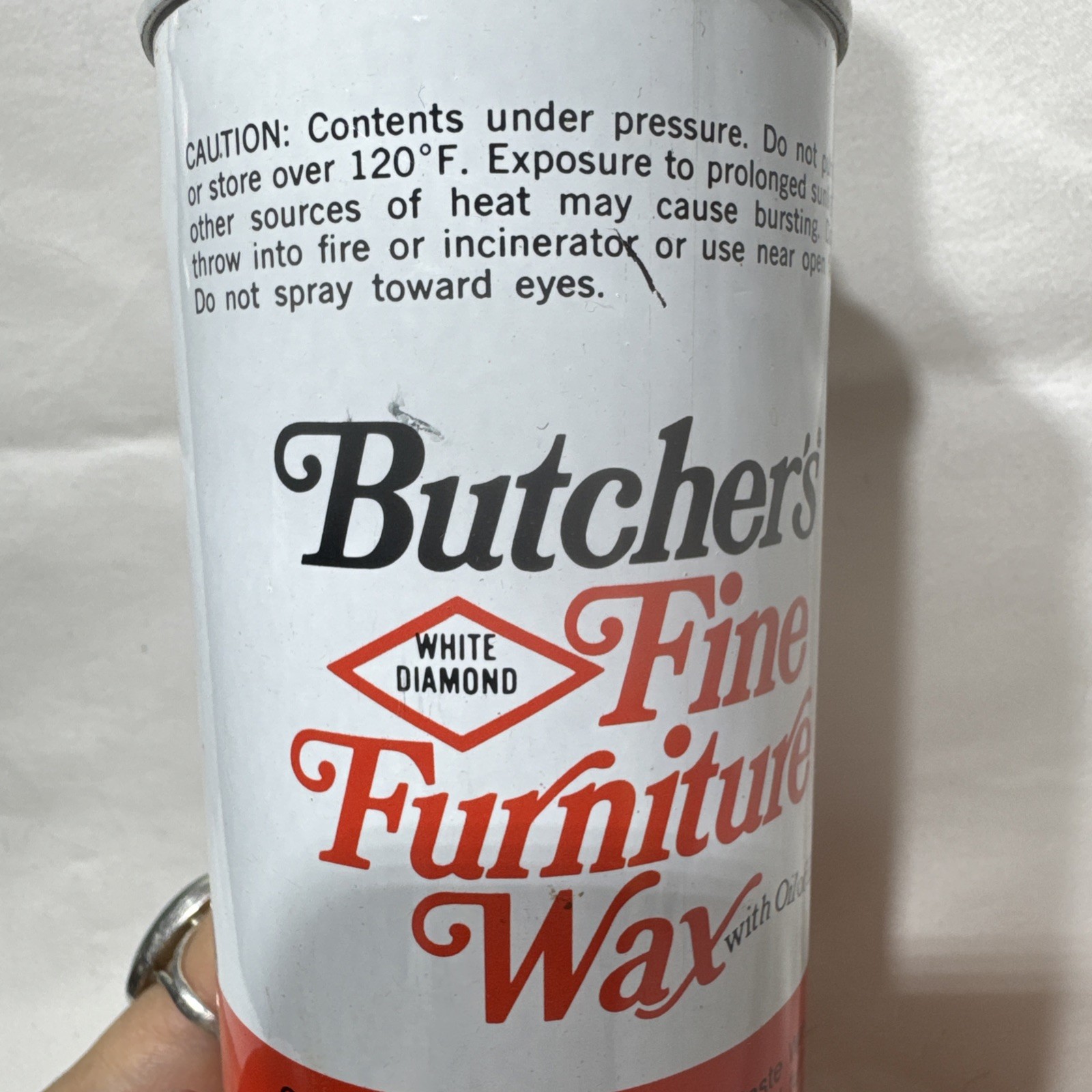 VTG DISCNTD WHITE DIAMOND BUTCHERS FINE FURNITURE WAX WITH OIL OF LEMON 18oz NOS