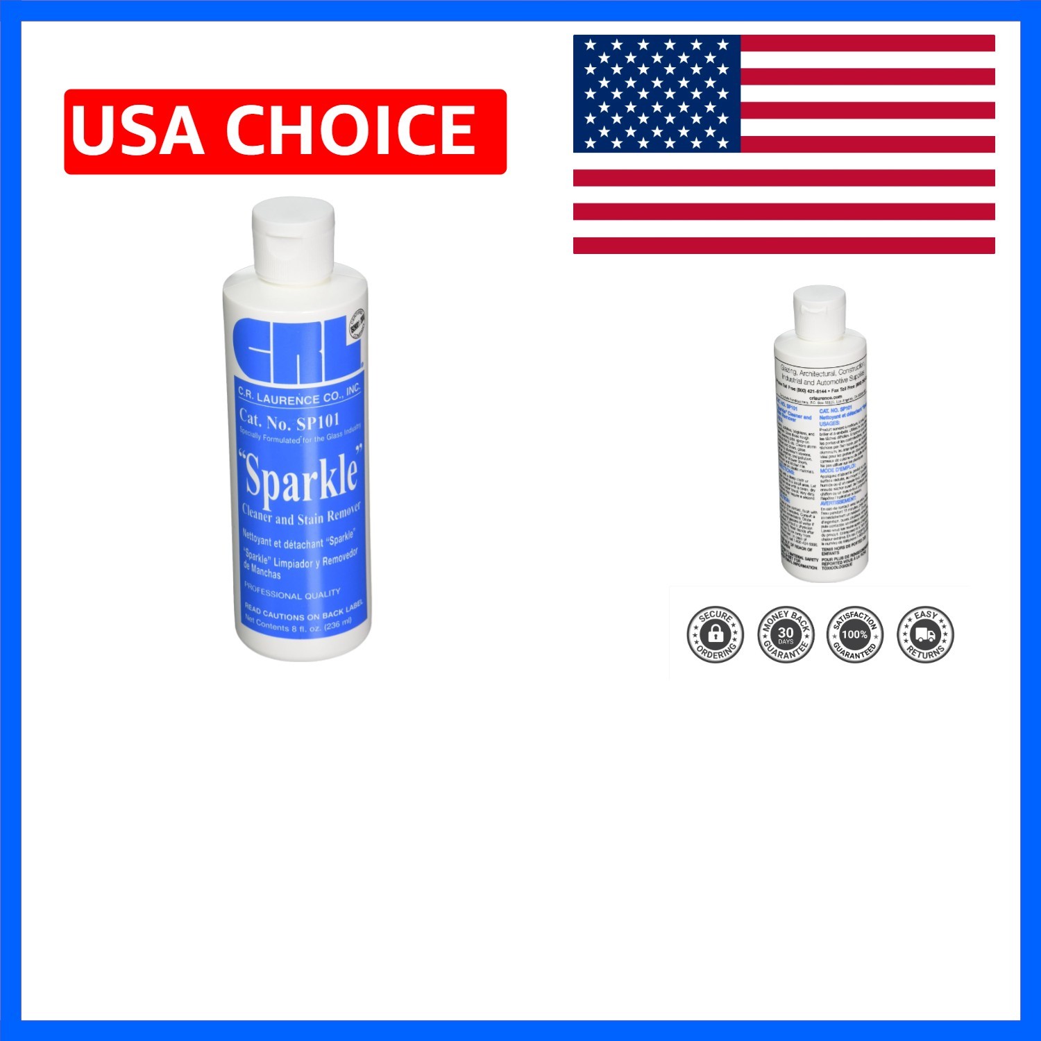 Sparkle” Cleaner and Stain Remover – 8 oz. Bottle