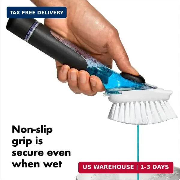Soap Dispensing Dish Scrub Brush For Kitchen Cleaning