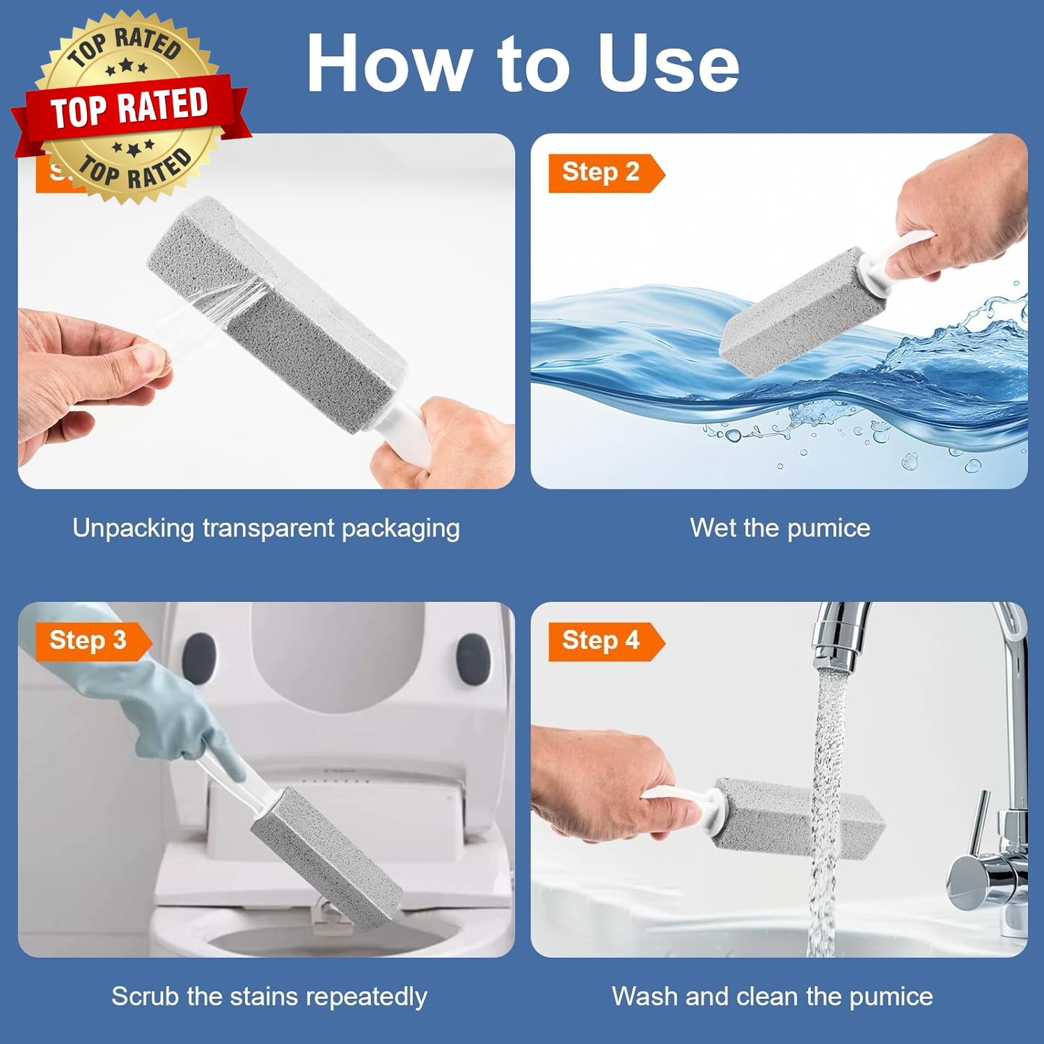 Toilet Pumice Stone with Handle 5 Pack Pumice Stone Toilet Bowl Cleaner, Hard Wa