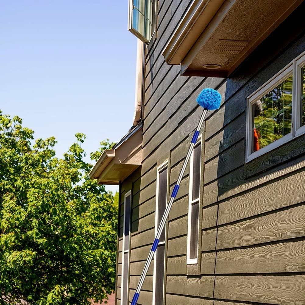 Bendable 8FT Cobweb Cleaner with Extendable Pole for Indoor and Outdoor Use