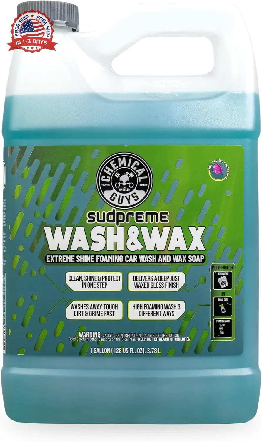 Chemical Guys Sudpreme Wash & Wax 128 oz High Suds Foaming Car Wash Soap with Ca