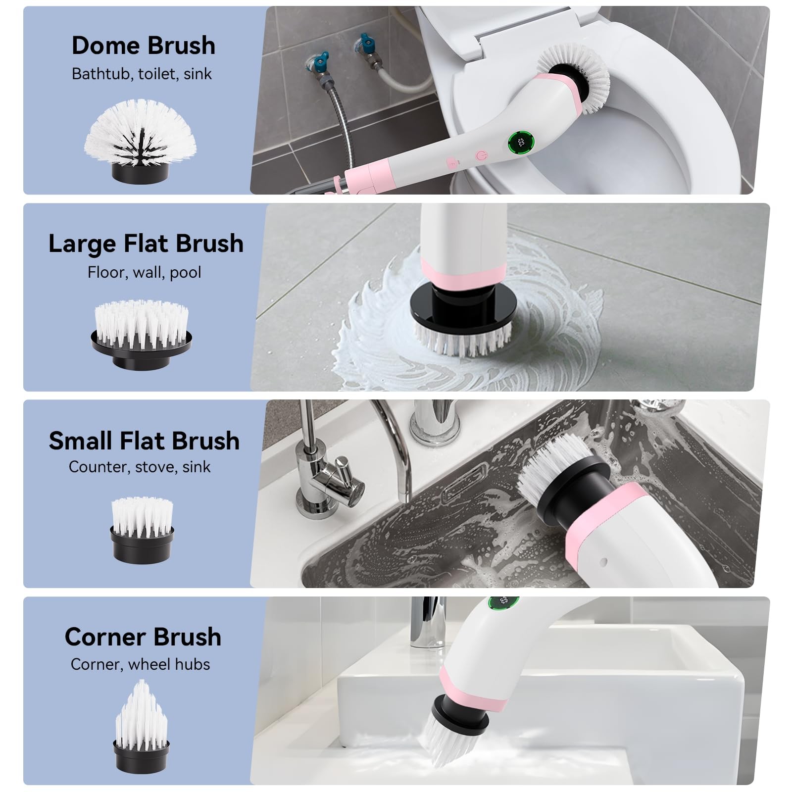 Bathroom Cleaning Brush, Cordless Spin Scrubber Full Body Waterproof IPX7 wit…