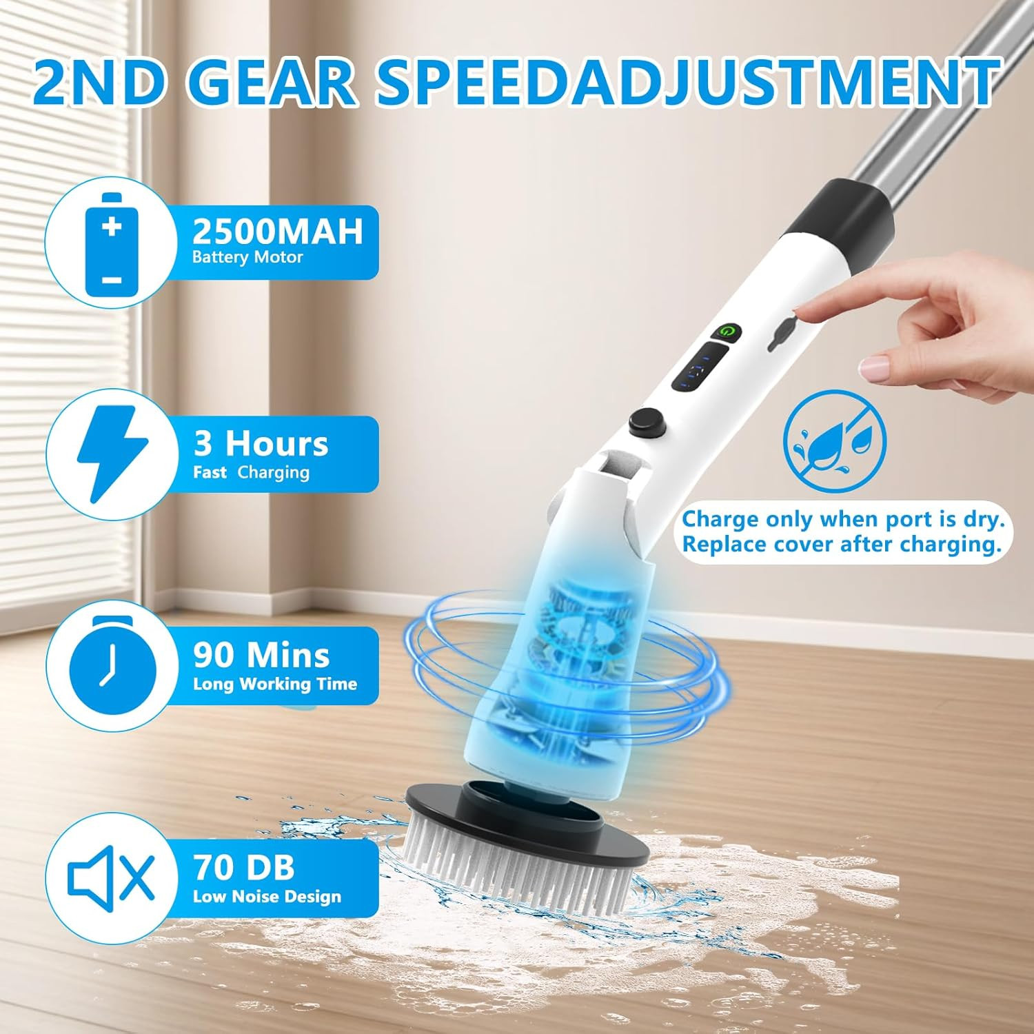 Electric Spin Scrubber, Bathroom Scrubber Electric with 7 Replaceable Brush Hea