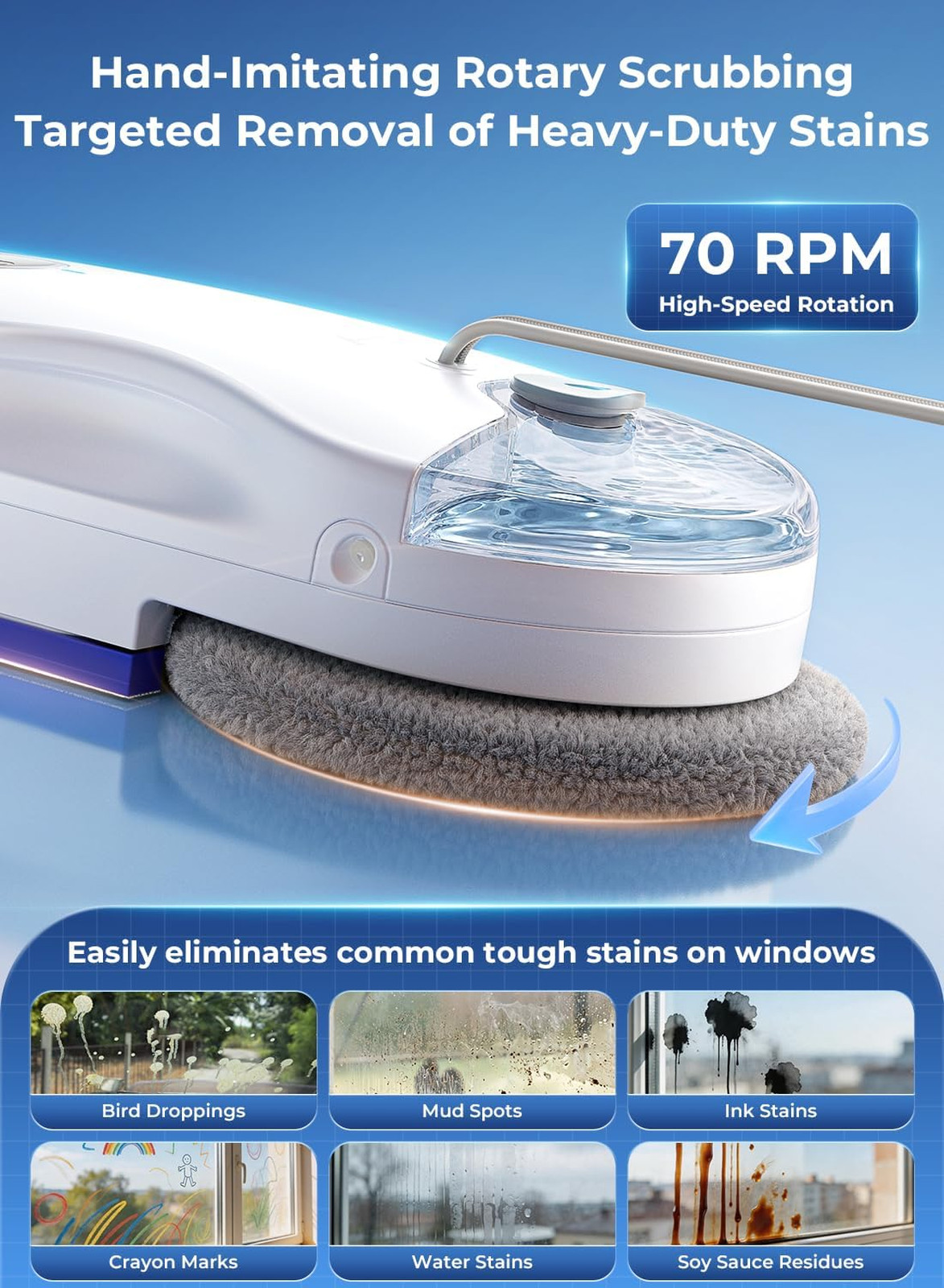 Window Cleaning Robot Ultrasonic Dual Spray 6500Pa Strong Suction Edge Corner
