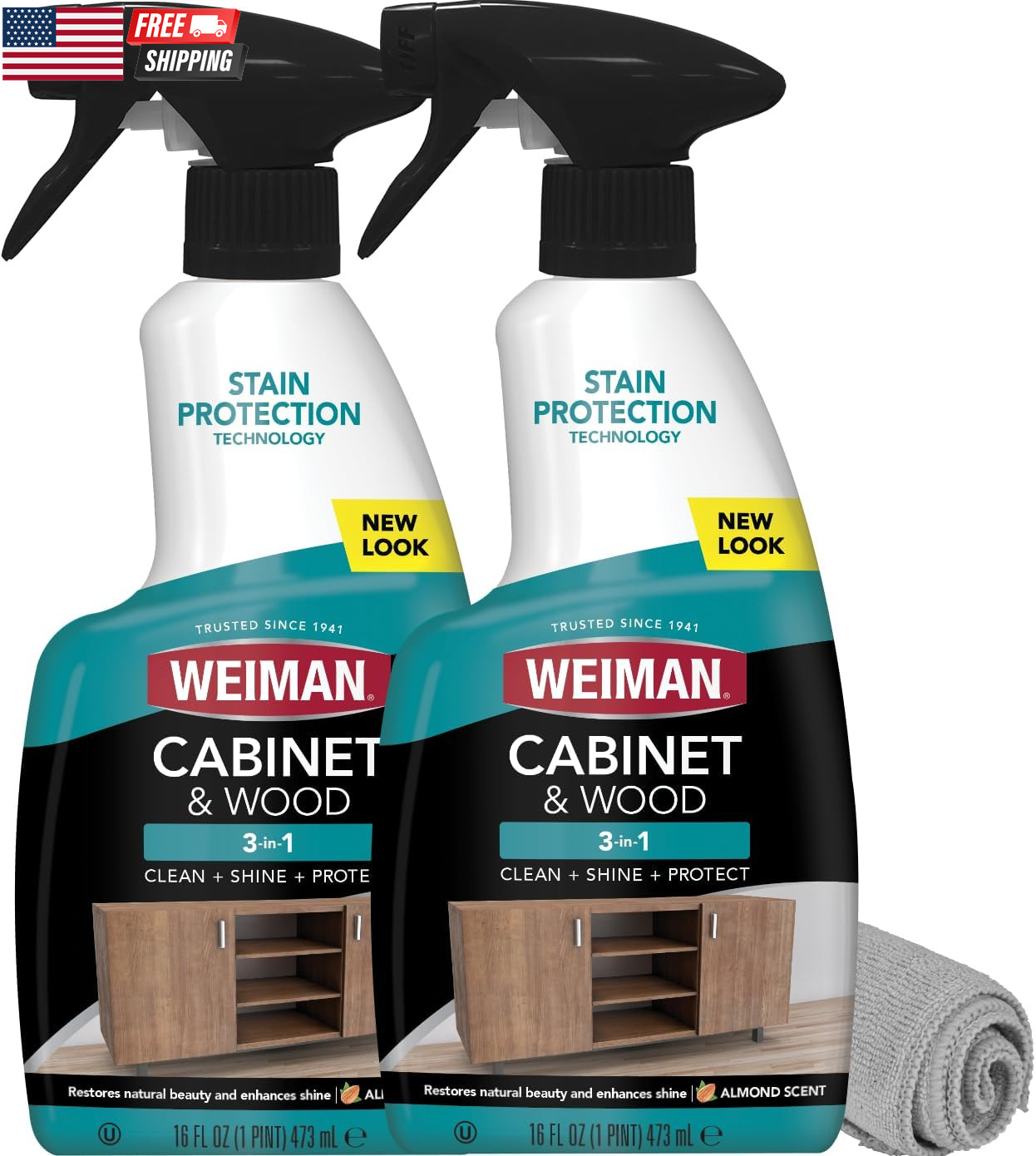 Cabinet and Wood Cleaner, Shine, Clean and Protect Spray – for Wood Cabinets, Fu