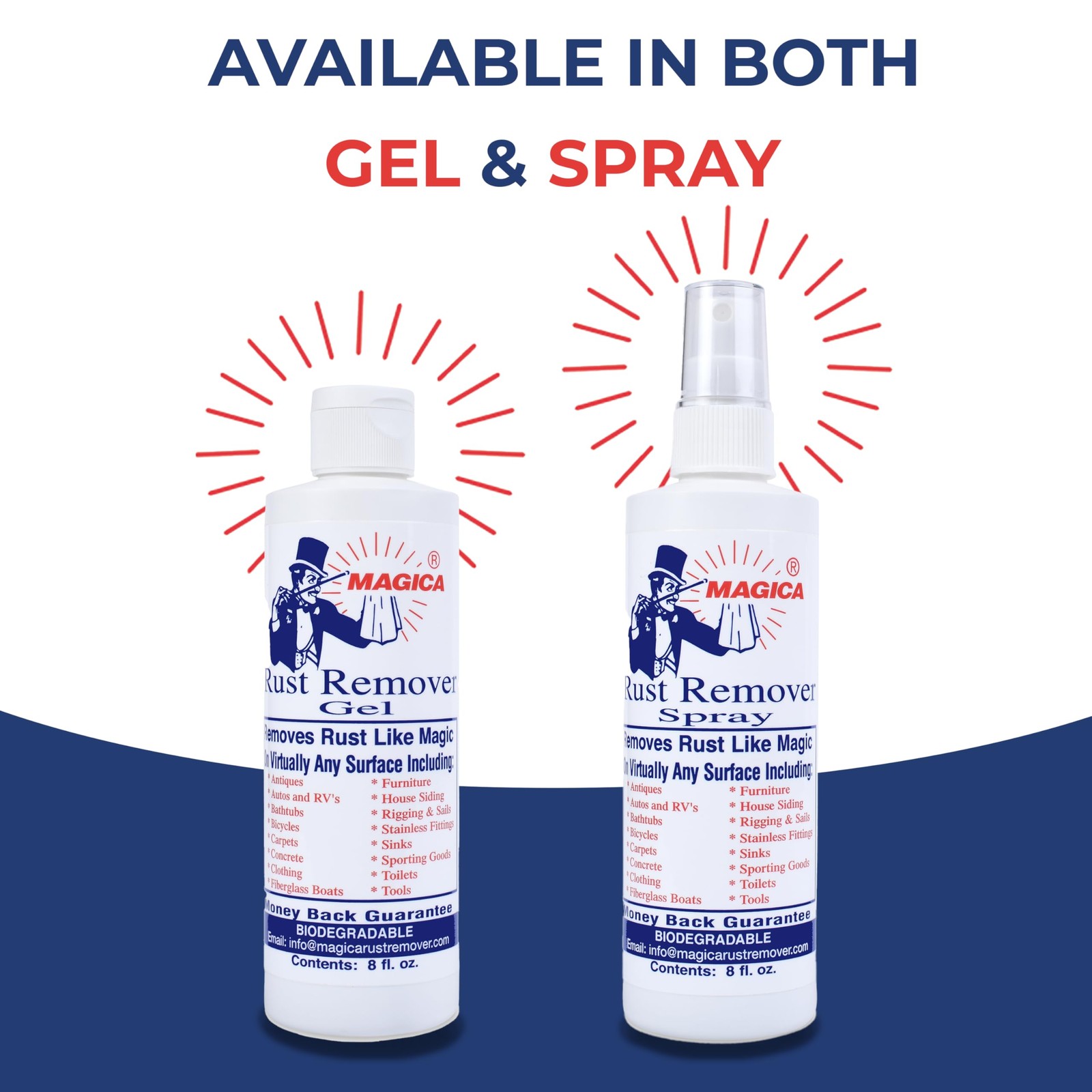 Magica Rust Remover Gel 32oz No Scrub Stain Cleaner for Various Surfaces