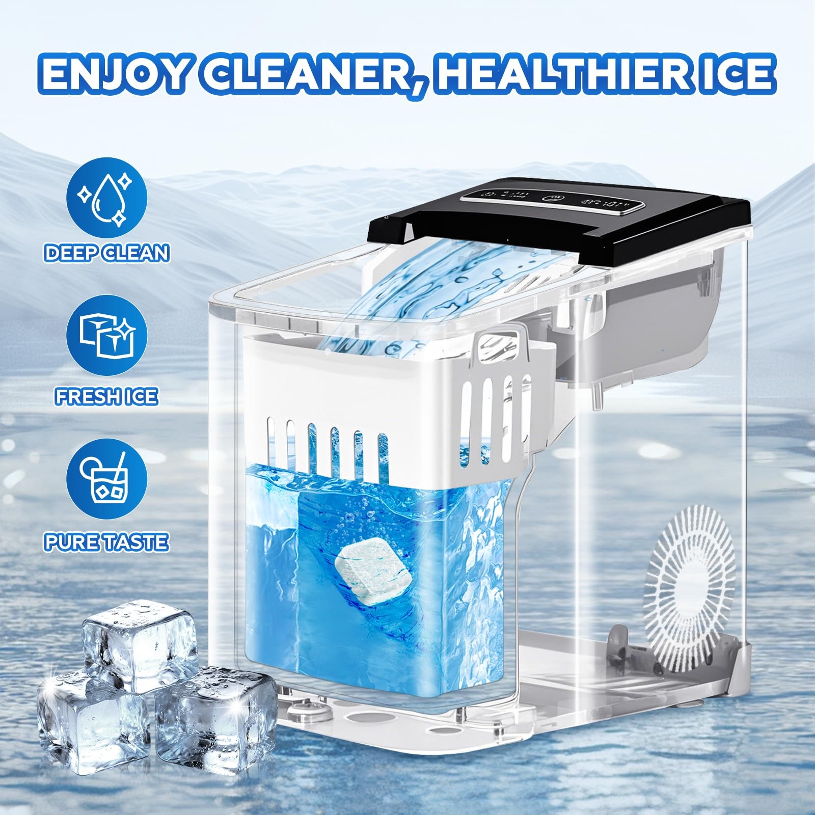 Ice Machine Cleaner Tablets Descaler (32 Pack) – Nickel-Safe Countertop Porta…