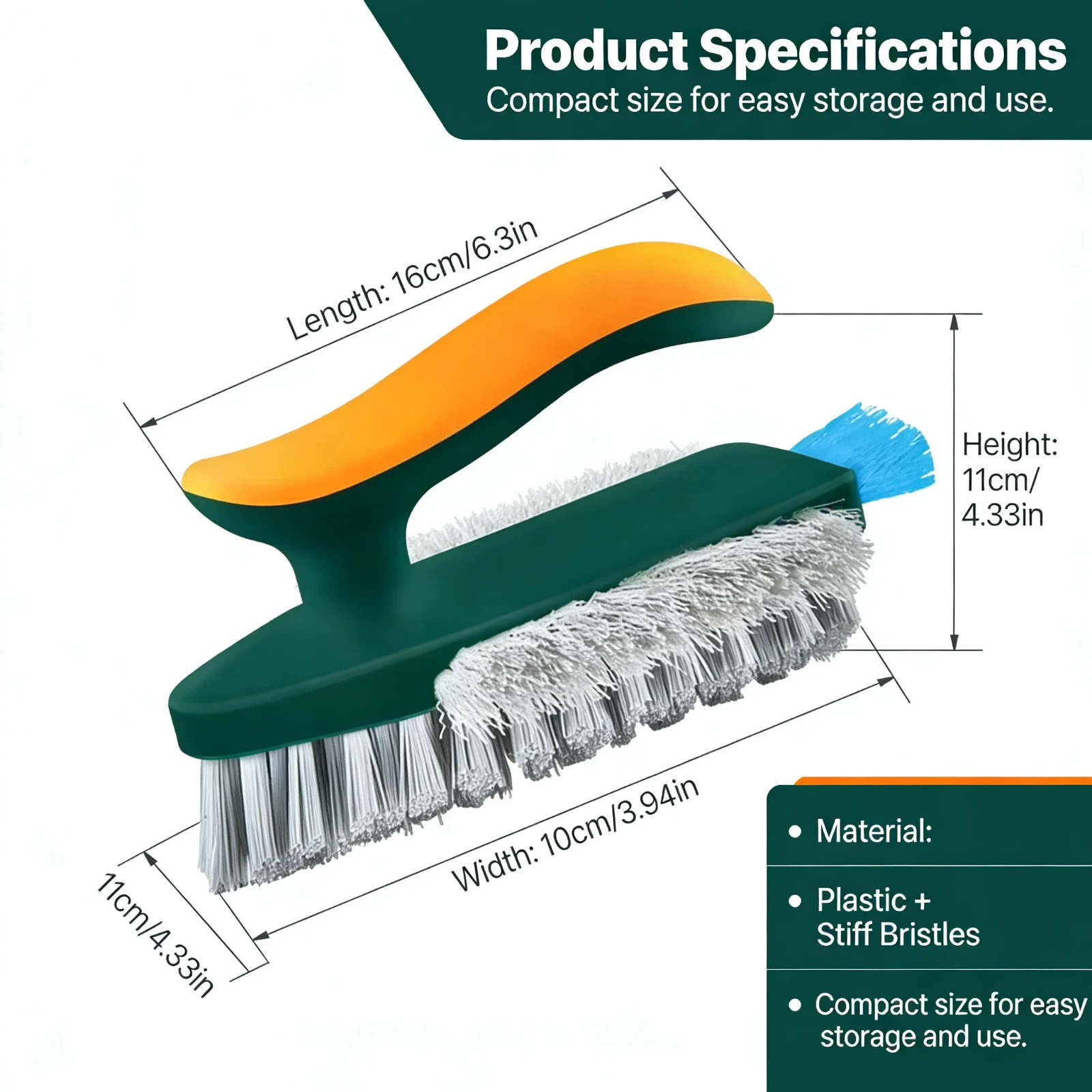 3-in-1 Cleaning Brush with Hard Bristles & Gap Brush for Bathroom, Kitchen