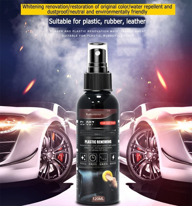 Car Plastic Restorer Spray 120ml Rubber & Trim Renewing Agent Black Restorer