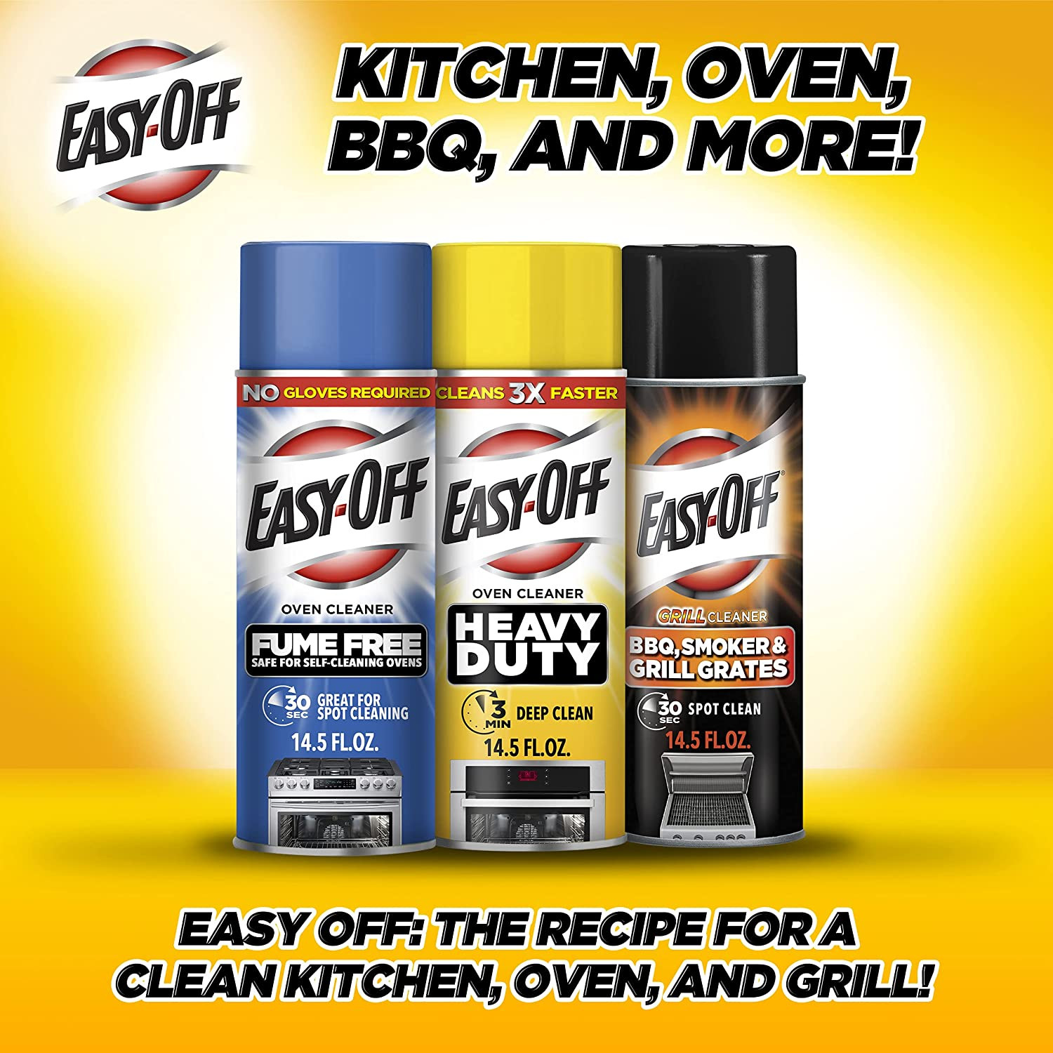 Heavy Duty Oven Cleaner Foam, Removes Grease & Burned-On Food, for Ovens, Grill