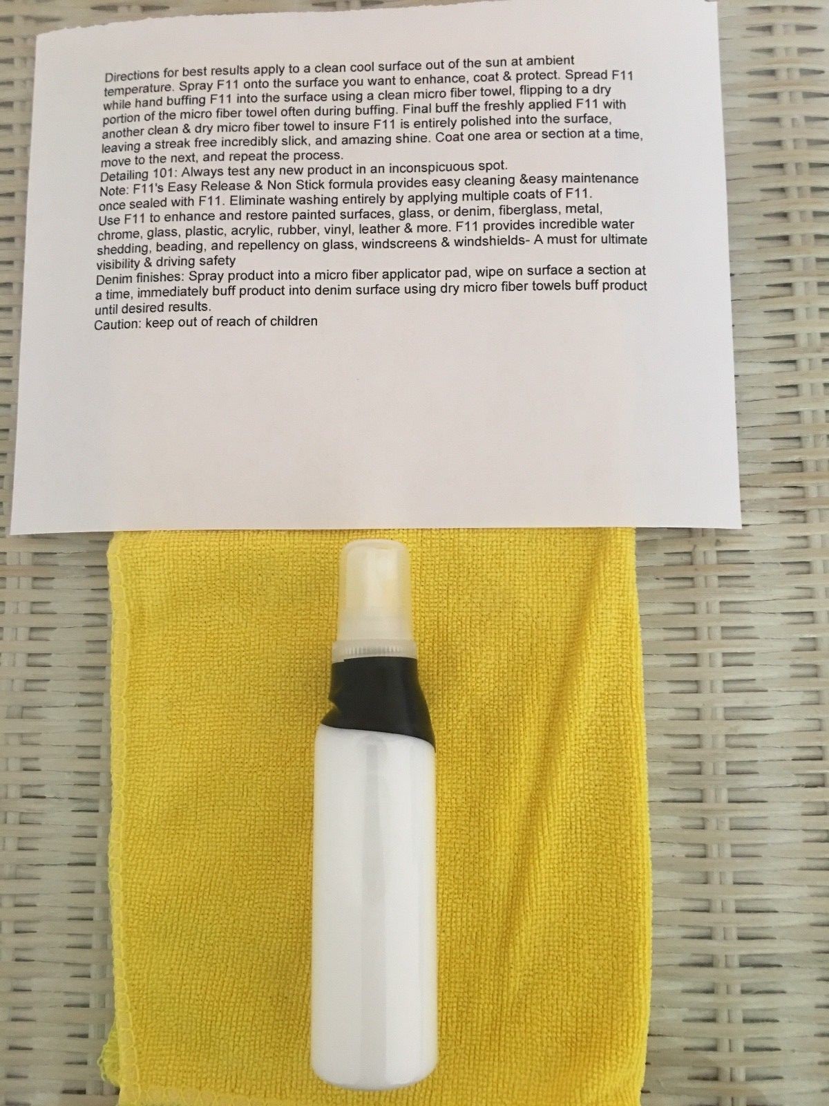 F11 TOPCOAT 2 OZ SPRAY BOTTLE & MICROFIBER TOWEL SUPER CAR SAVER WAX SAVE $$