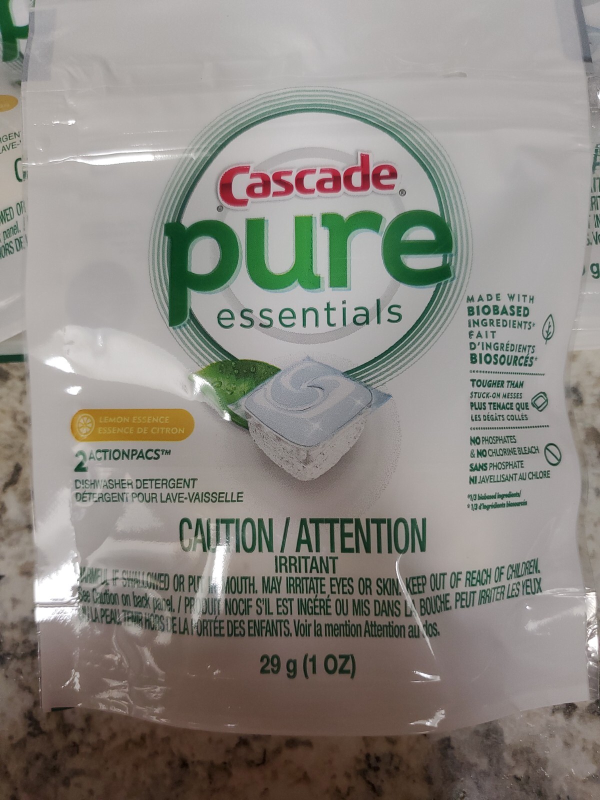 CASCADE-PURE ESSENTIALS-DISHWASHER PODS-2 PER PACK-LOT OF 12 PACKS=24 PODS-NEW!!