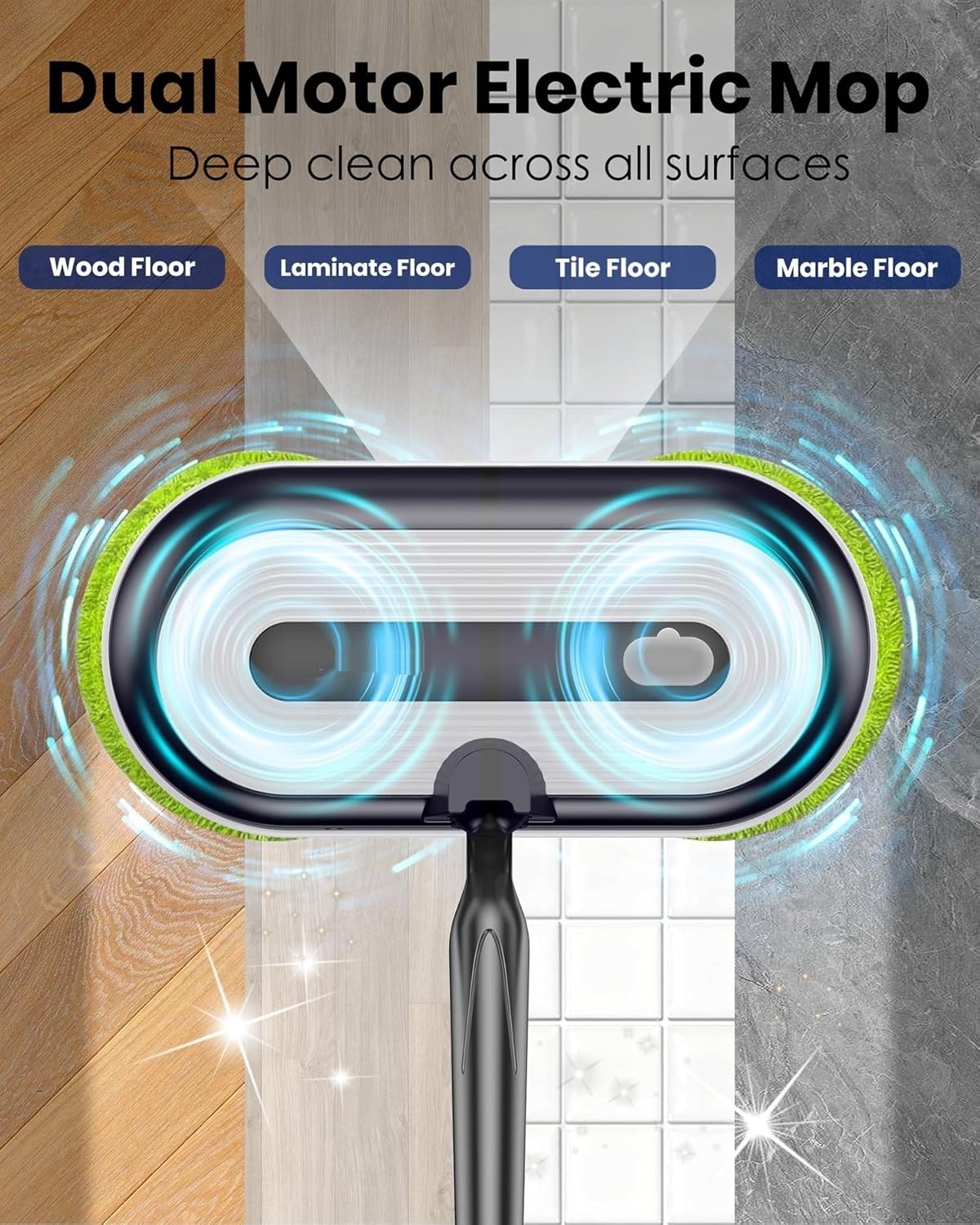 Fregona eléctrica inalámbrica, fregona eléctrica giratoria con faros LED