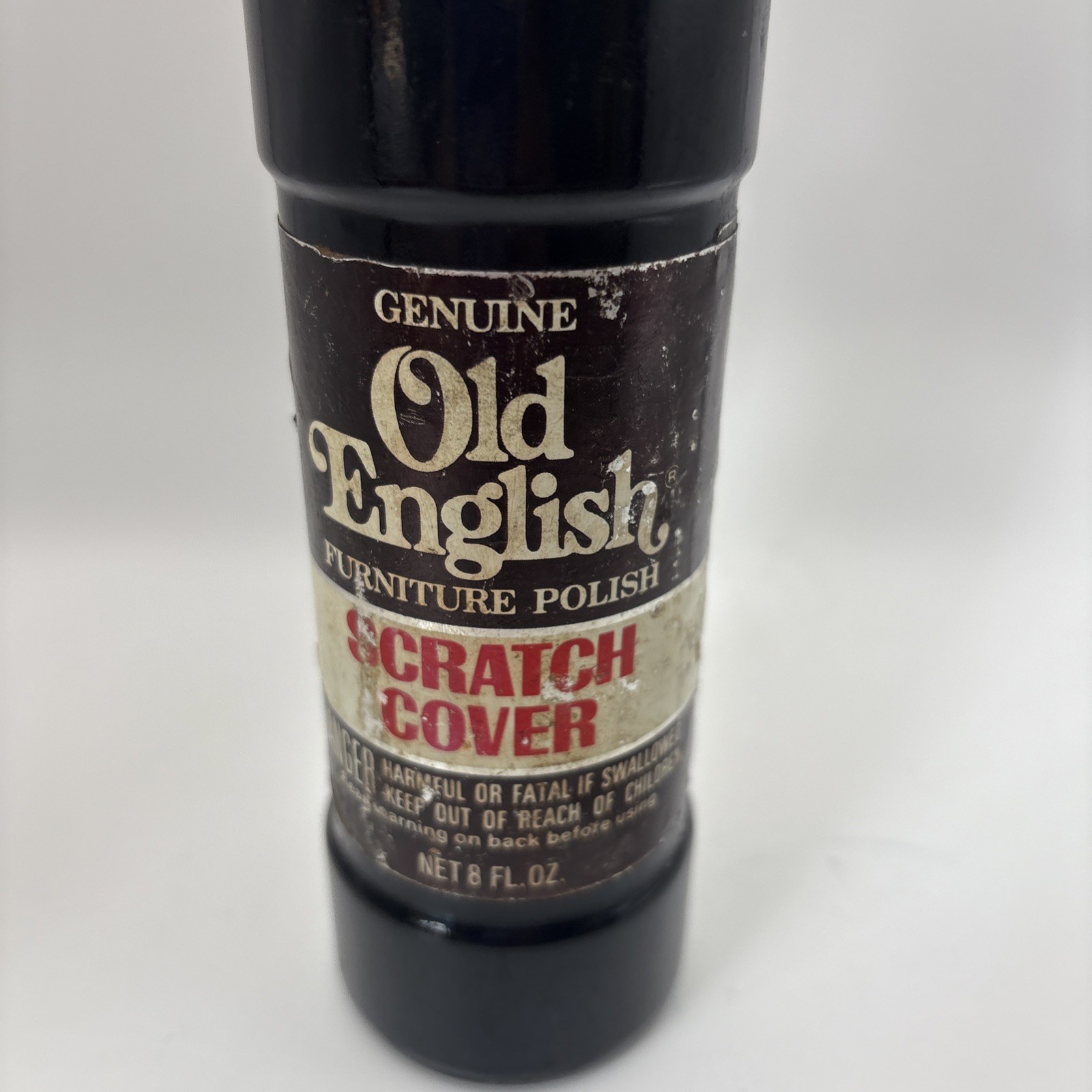 Vtg Genuine Old English Furniture Polish Scratch Cover Glass Bottle 8 Oz Used