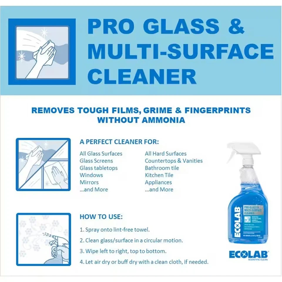 32 Oz. Ammonia-Free Pro Glass Cleaner and Multi-Surface Cleaner Spray Bottle for
