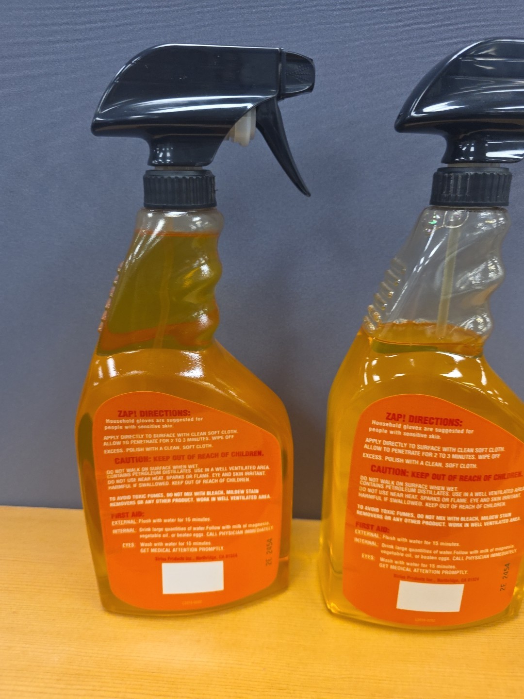 Lot of 2 ZAP Professional Wood Restorer Spray 32 FL. OZ Discontinued