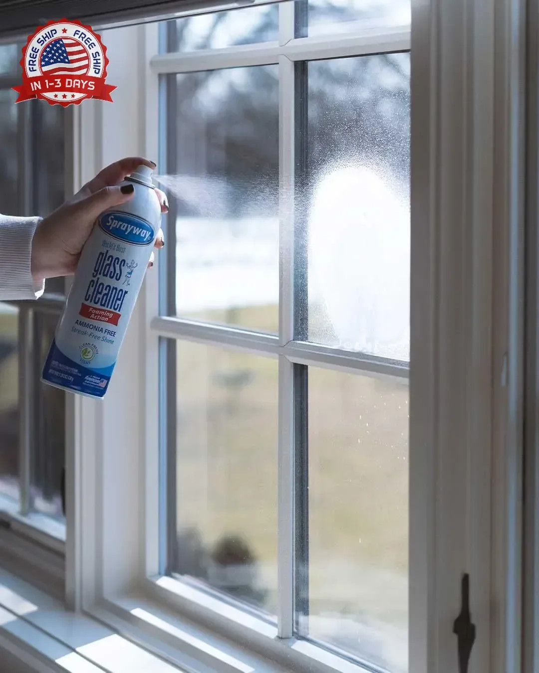 Sprayway Glass Cleaner with Foaming Spray for a Streak-Free Shine for Home and A