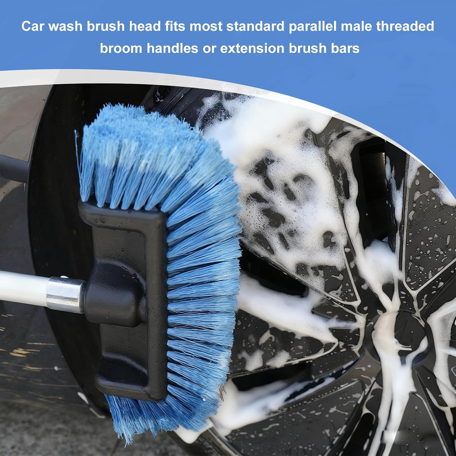 10″ Car Wash Brush Head, Flow-Thru Cleaning Brush Head with Soft Detailing Brist