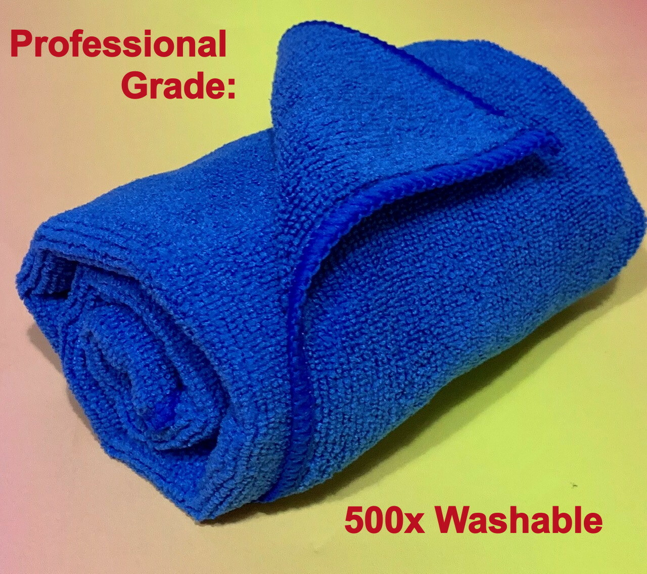 4 ROYAL BLUE MICROFIBER CLEANING WASH CLOTH TOWEL 16″x16″ 40×40 300GSM DARK BLUE