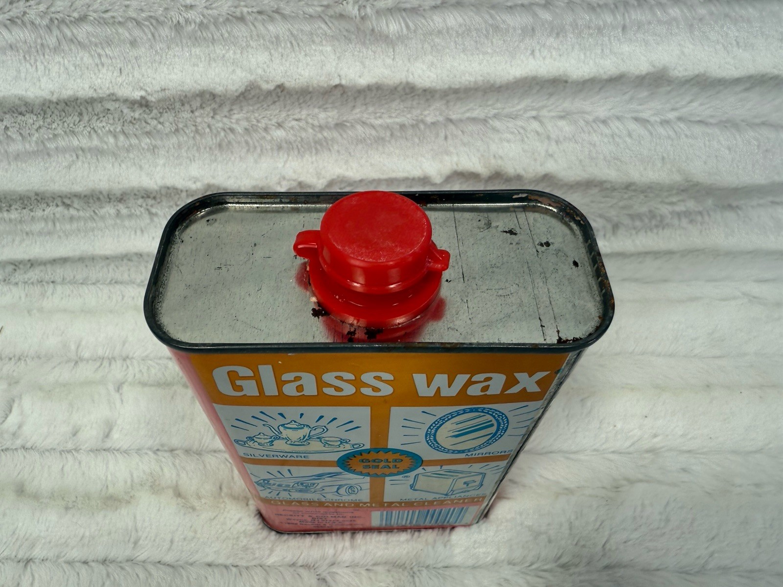 Vintage Gold Seal Glass Wax Metal Chrome Cleaner Polisher 16 oz Can Tin 75% Full