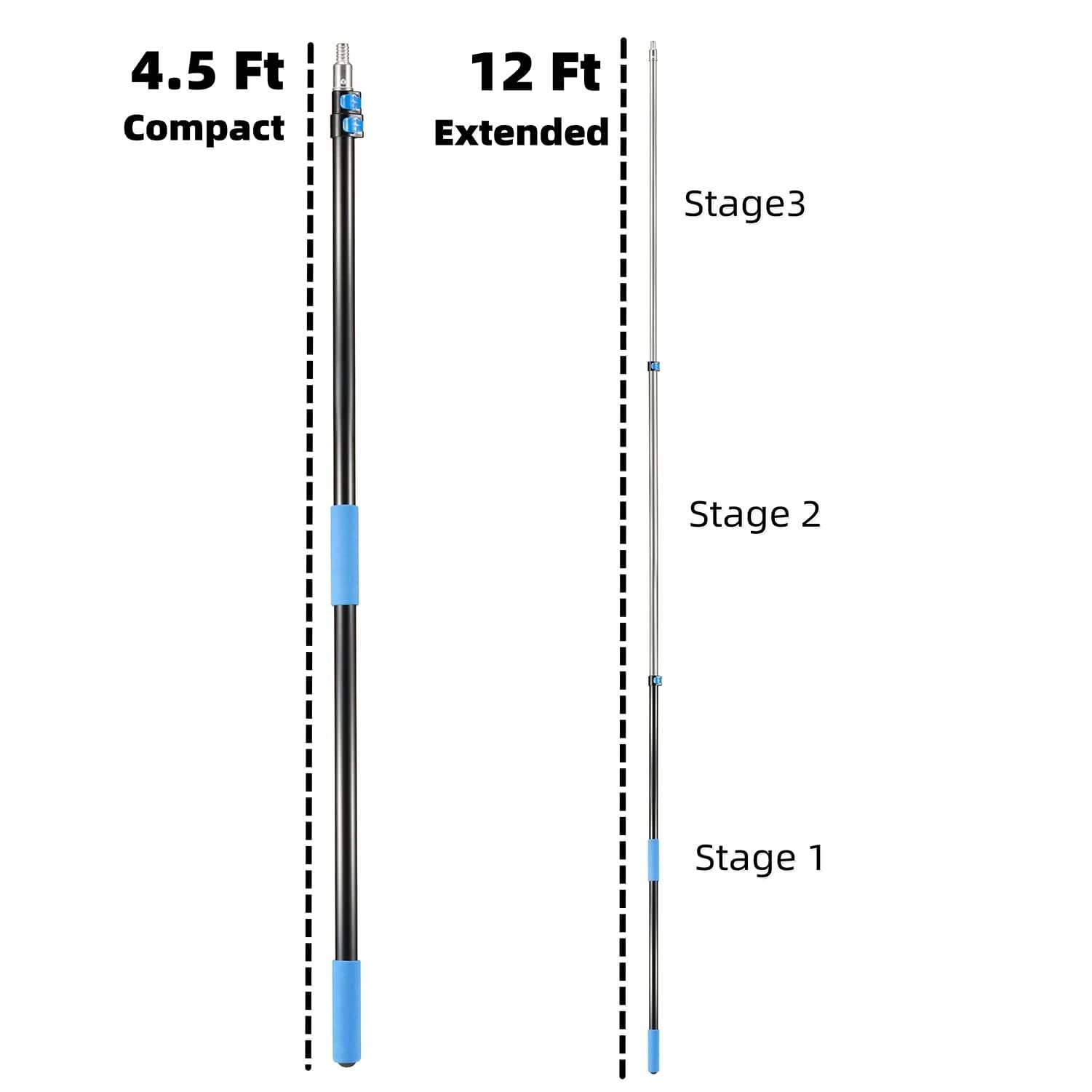 Hicavar 20 Foot High Ceiling Fan Cobweb Duster with 5-12ft Extension Pole
