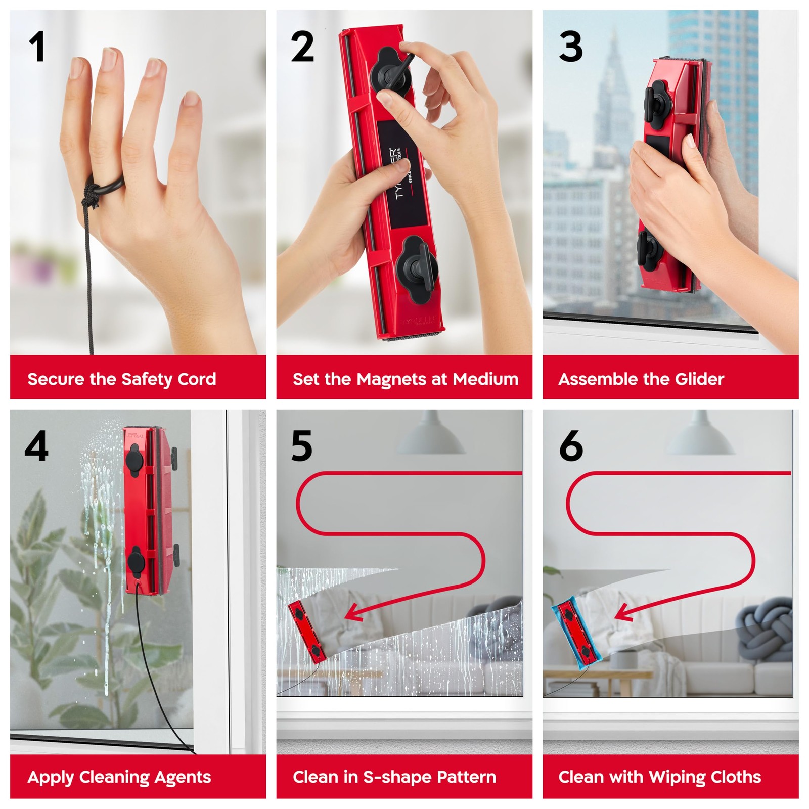 Tyroler Outside Magnetic Window Cleaner Tool | The Glider D-2 AFC Double-Side…
