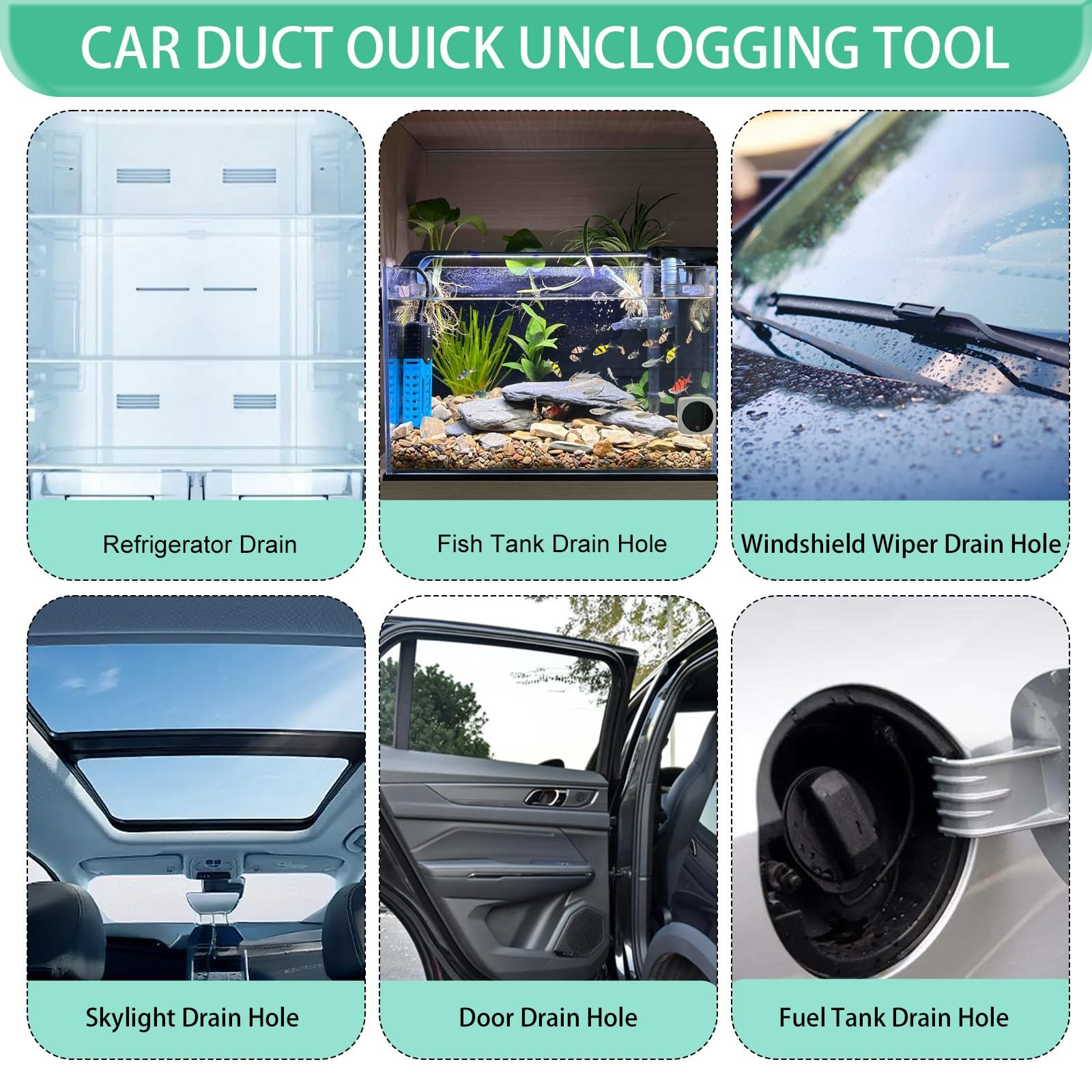 Car Auto Sunroof Drain Cleaning Tool, 120 Inch Long Flexible 120 Inche, Green