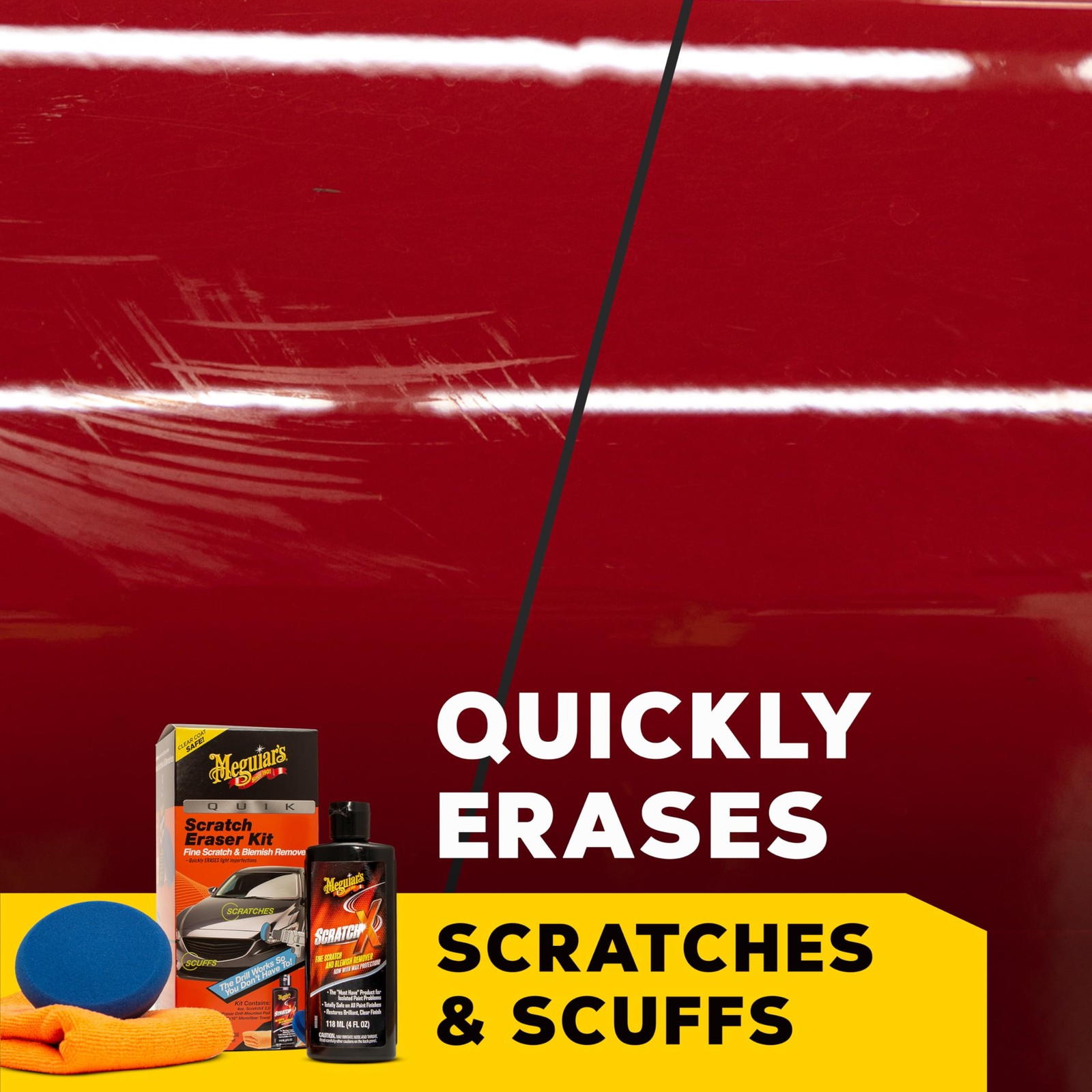 Meguiar’s Quik Scratch Eraser Kit Drill Activated Scratch Remover Car Care Kit