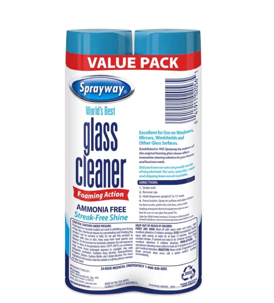 (6 pack) Sprayway Glass Cleaner Foaming Aerosol Spray, 19 oz, 2-Pack