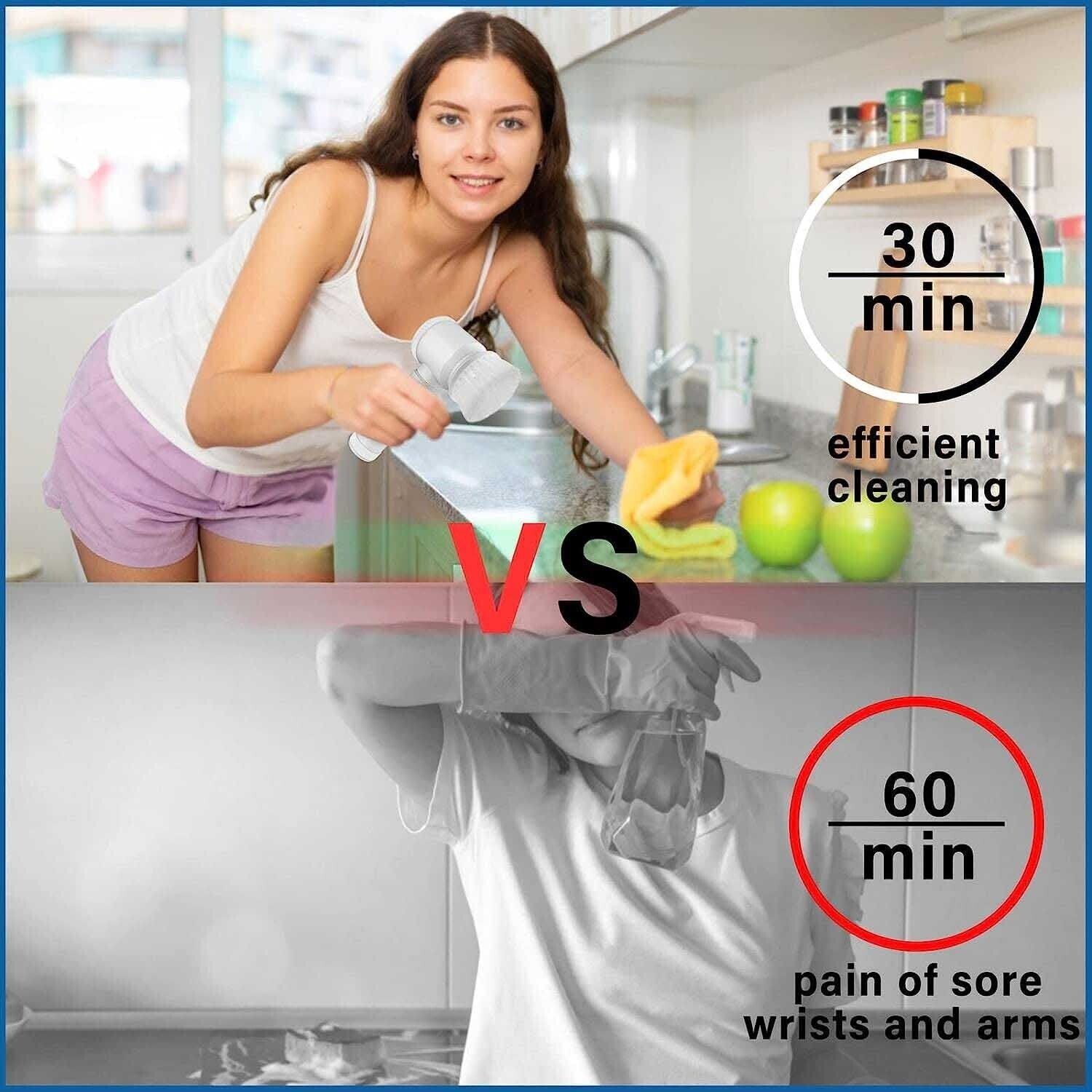 5 in 1 Electric Cleaning Brush Handheld Kitchen Cleaner Cordless Spin Scrubber