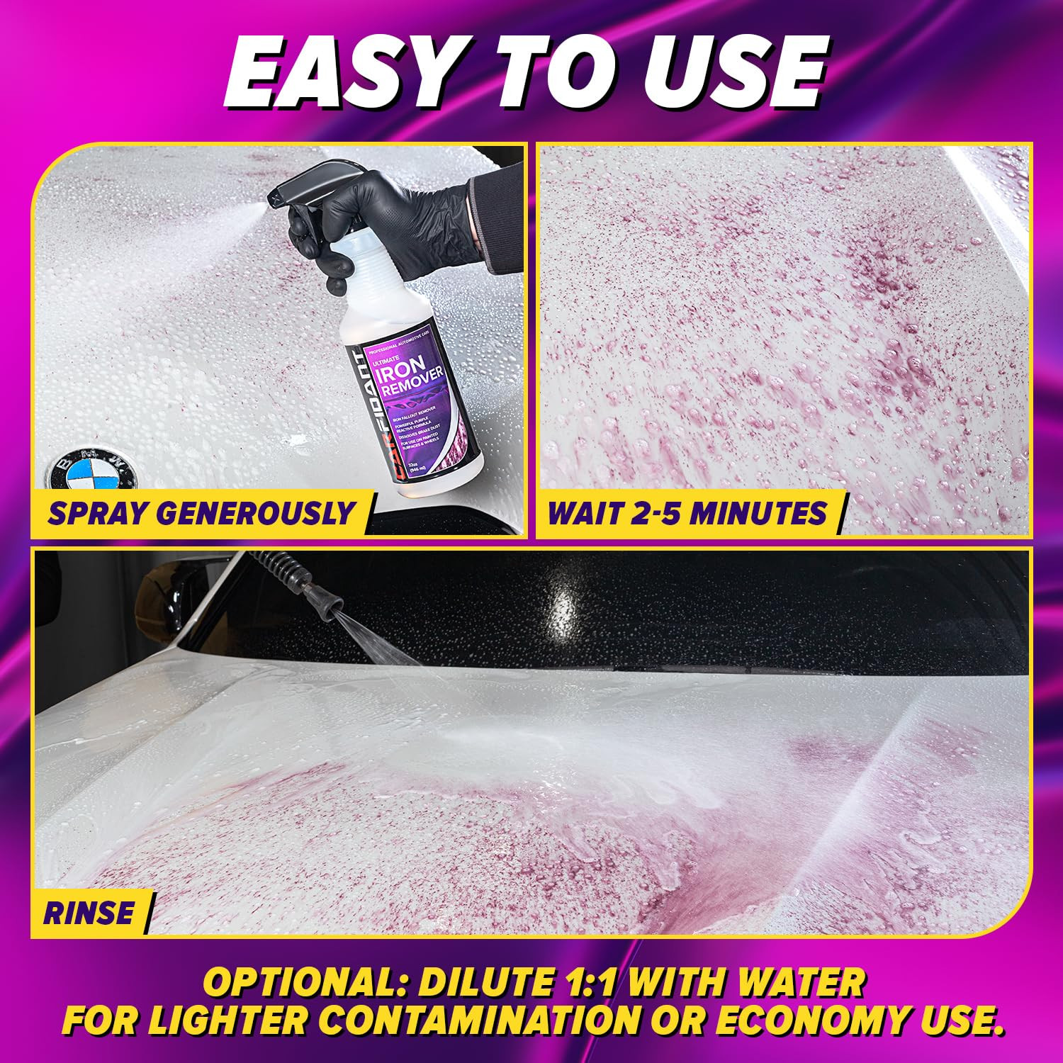 Iron Remover Car Detailing – Iron Decon Spray, Pulls Out Brake Dust, Rust & F…