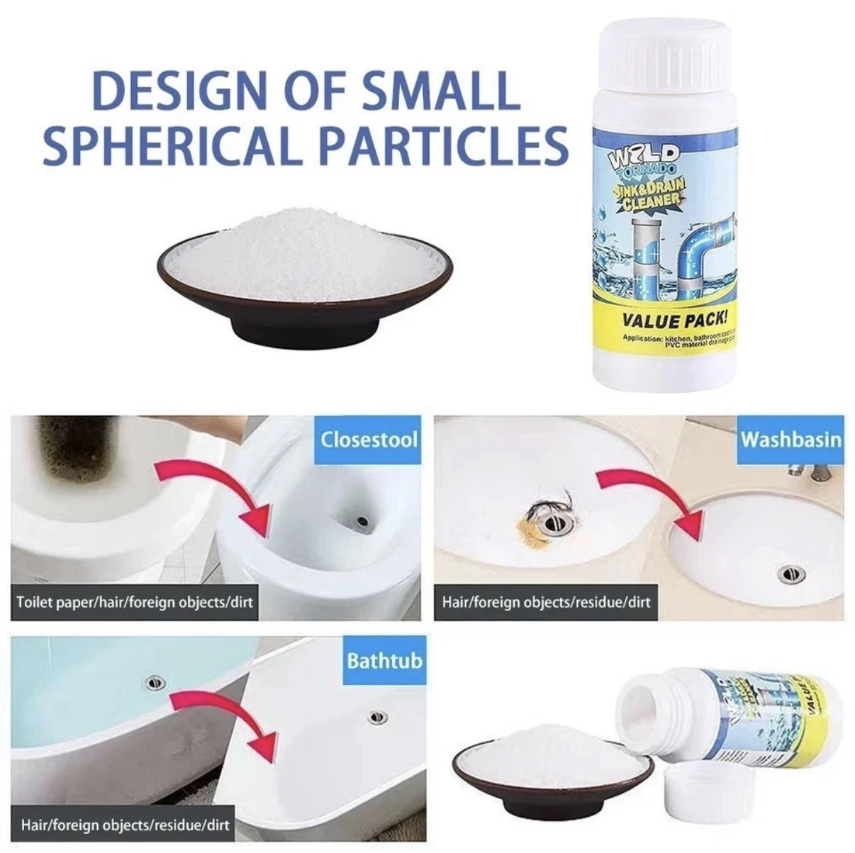 2 PCS Wild Sink and Drain Cleaner, Wild Tornado Sink And Drain Cleaner
