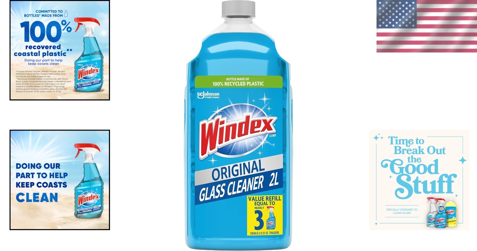 Eco-Friendly 2L Refill Glass & Window Cleaner – Blue Scent, Streak-Free