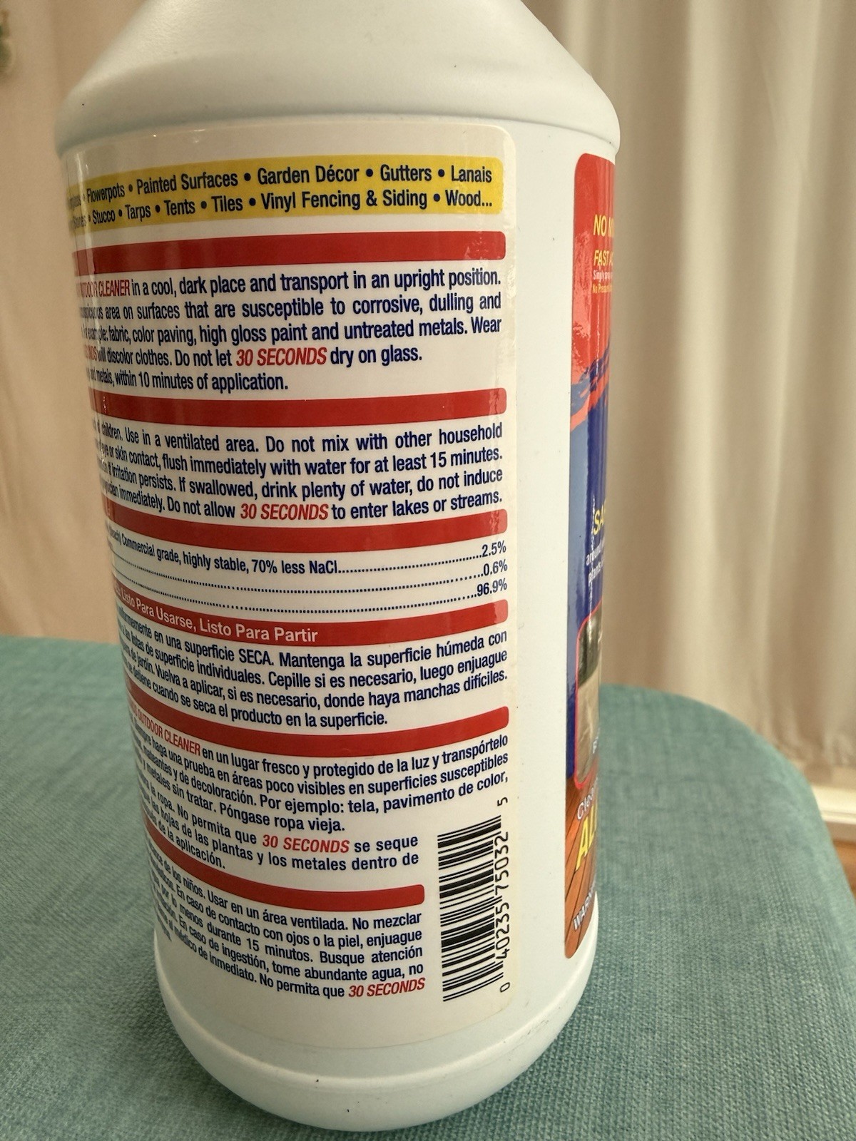 30 SECONDS 1Q30S6P Outdoor Cleaner, 1 qt Spray Bottle