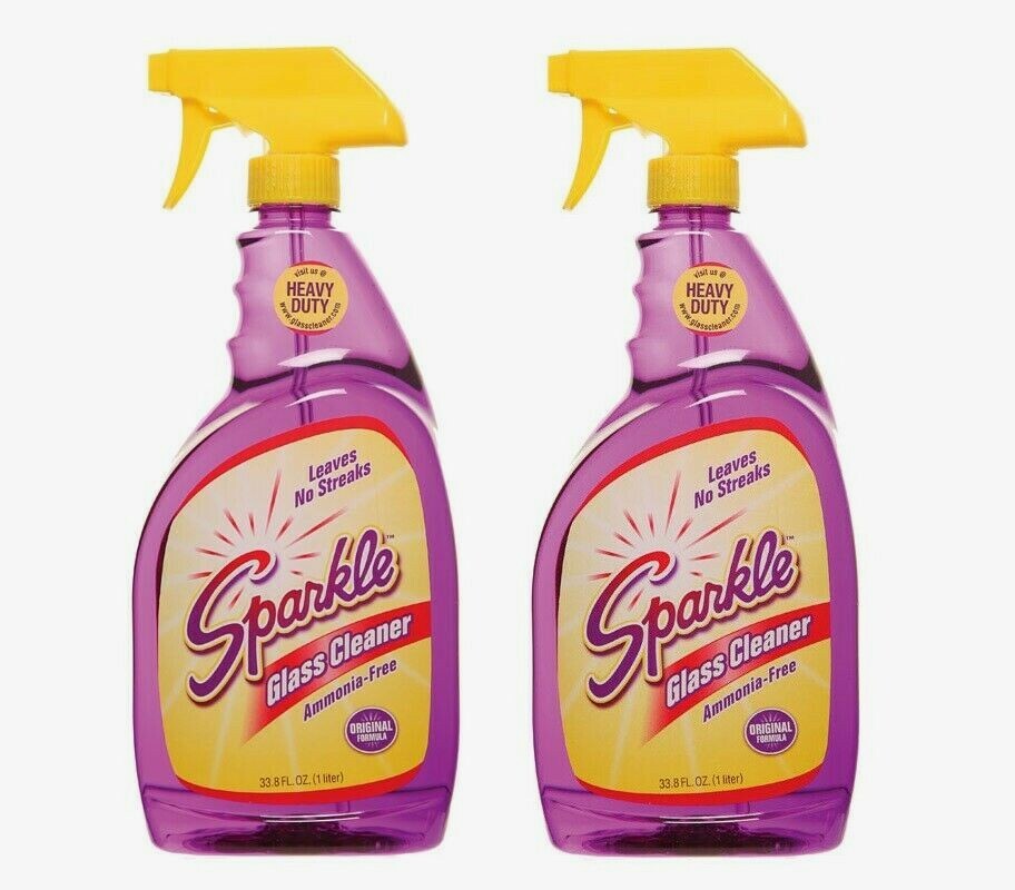 2 pk~ Sparkle GLASS CLEANER 33.8 oz. Mild Flowery/Fruity Scent Streak-Free 20345