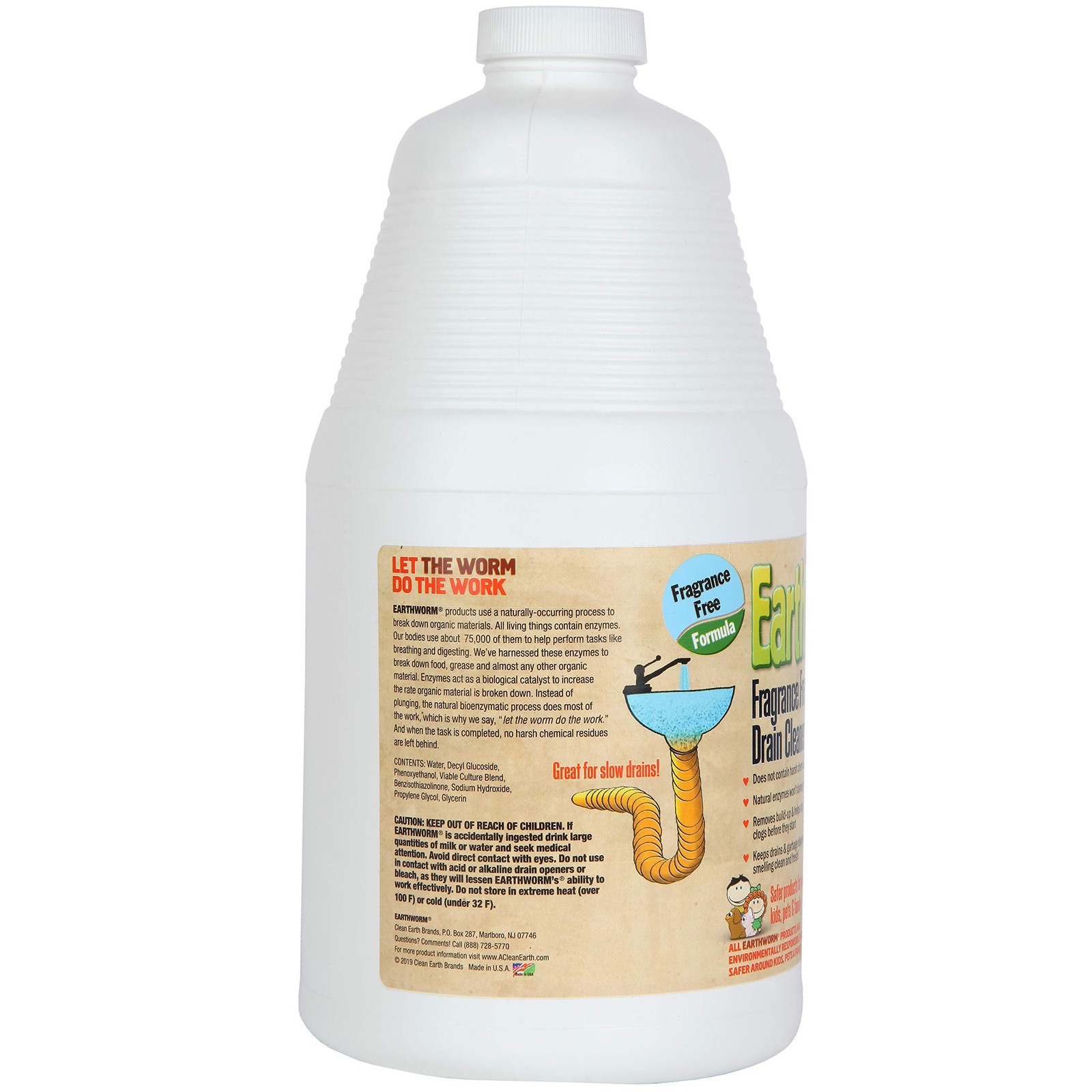 Earthworm Fragrance Free Drain Cleaner – Drain Opener – Natural Enzymes Envir…