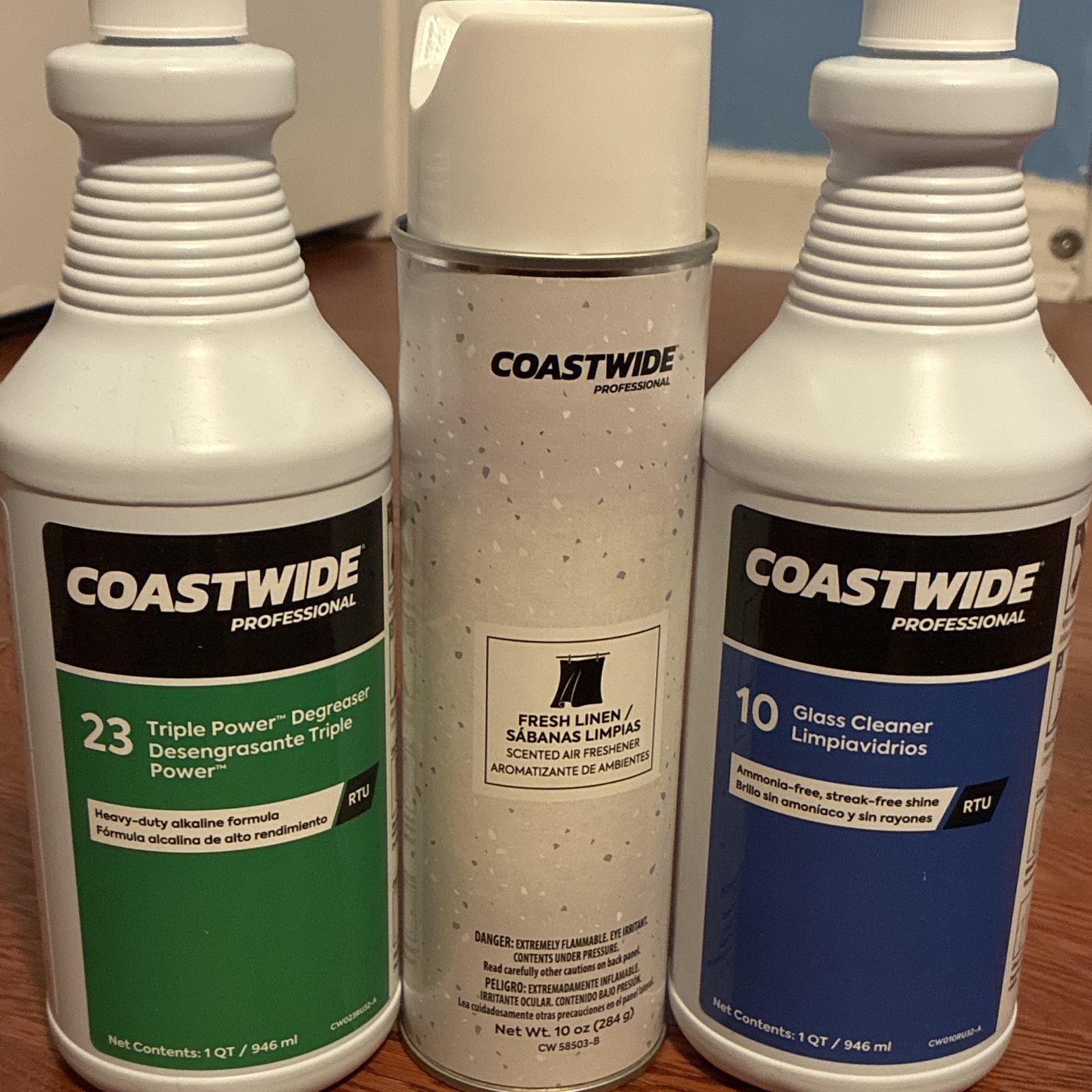Coastwide Professional Degreaser + Glass Cleaner + Fresh Linen Air Freshener 3pk