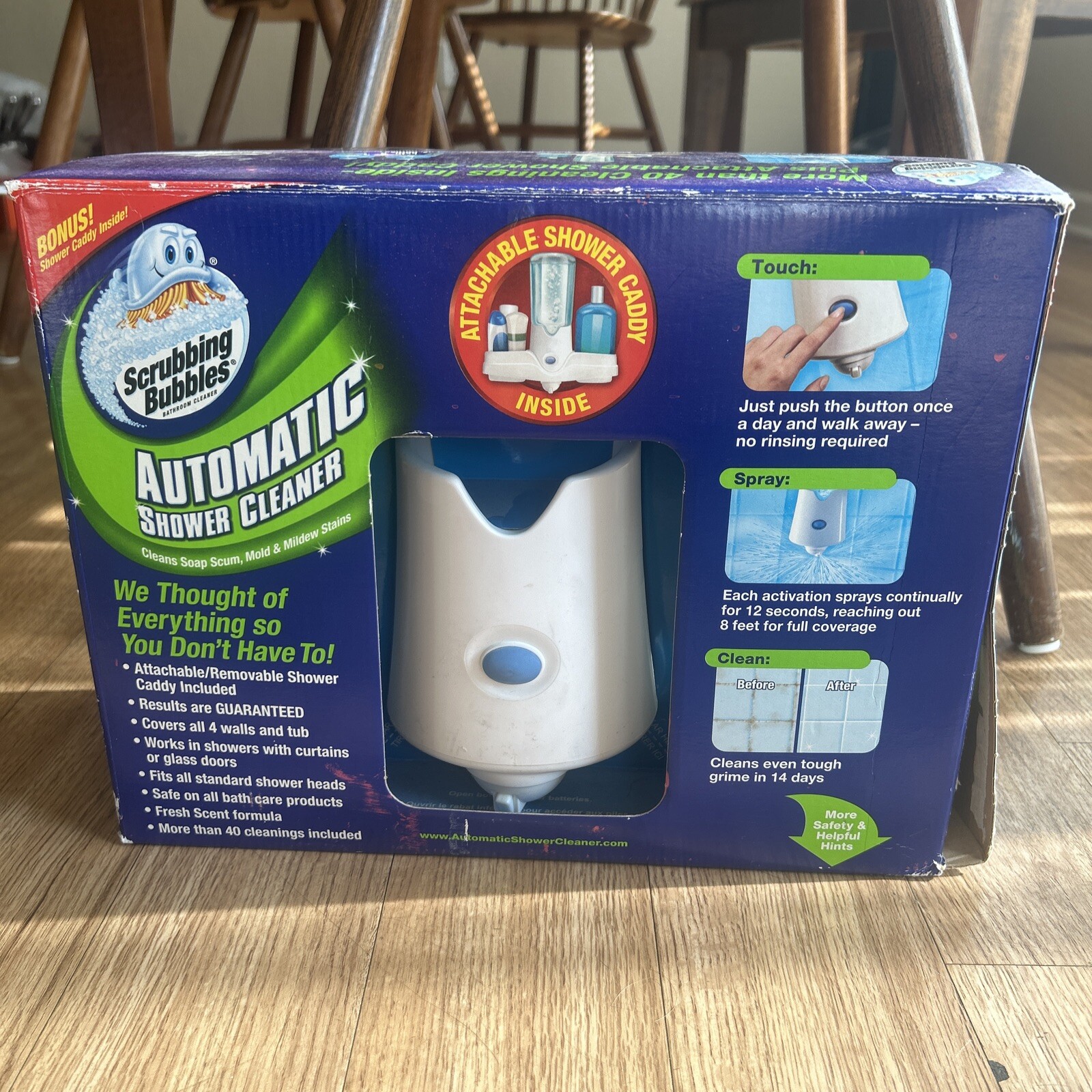 Scrubbing Bubbles Automatic Shower Cleaner Kit Shower Caddy 2 Refills
