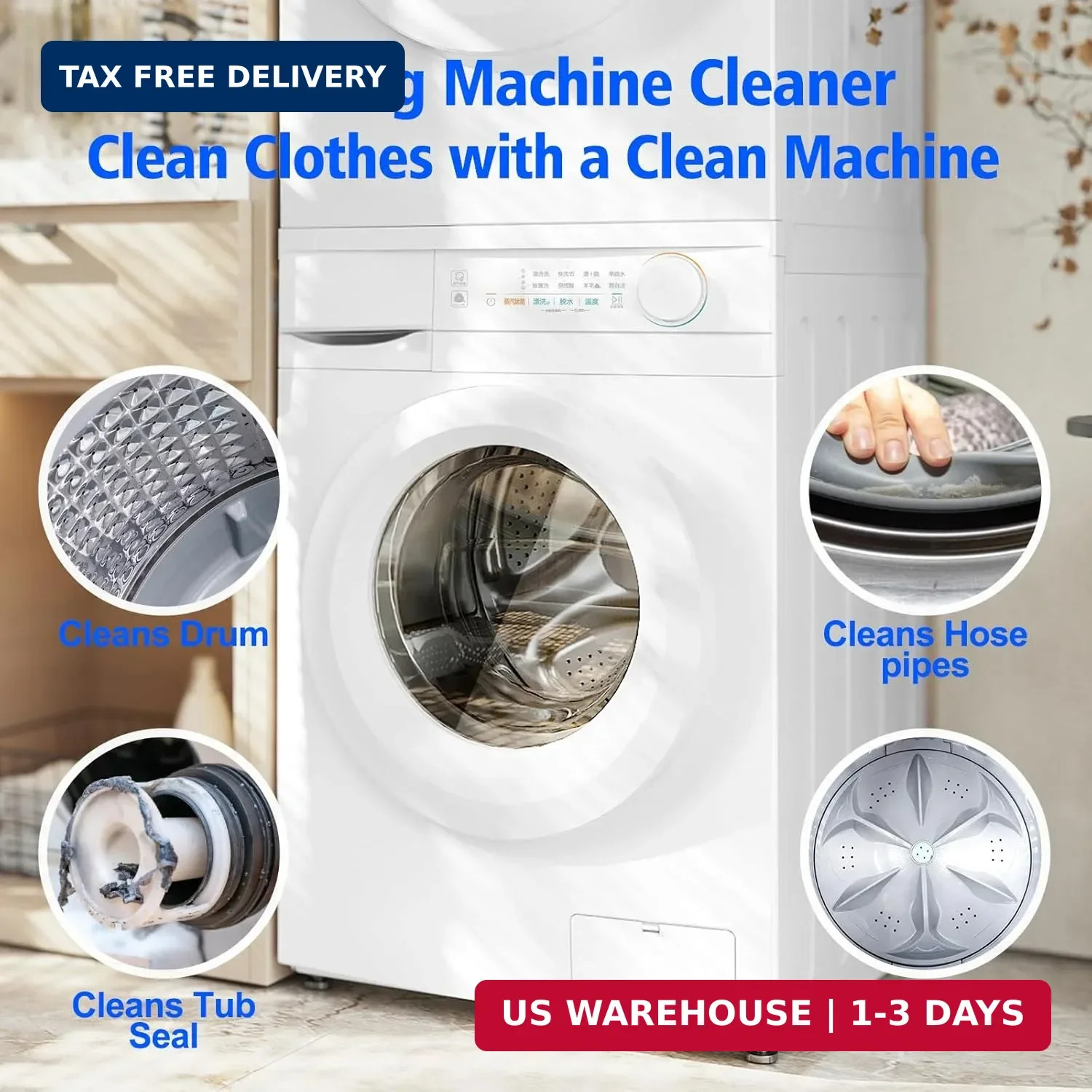 Washing Machine Cleaner Tablets Descaler 40 Pack Deep Cleaning HE Front Load