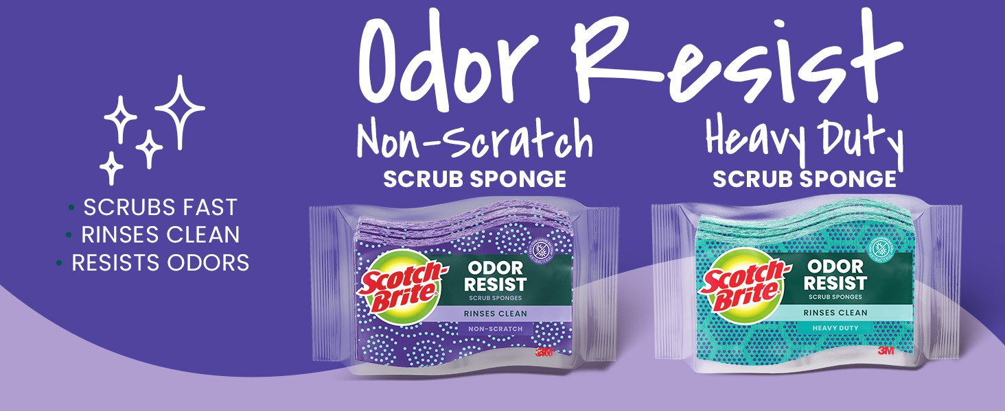 Scrub Dots Non-Scratch Scrub Sponge, Rinses Clean, for Washing Dishes and