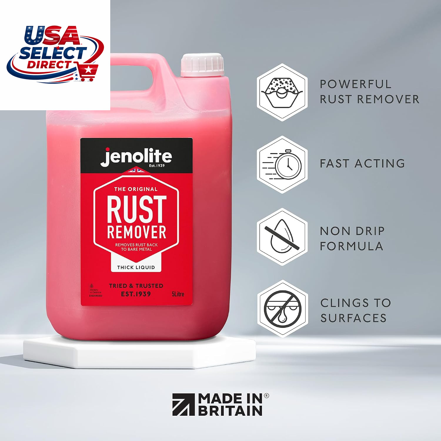Rust Remover for Metal – Fast Acting No Drip Thick Liquid – 1.32 Gallon